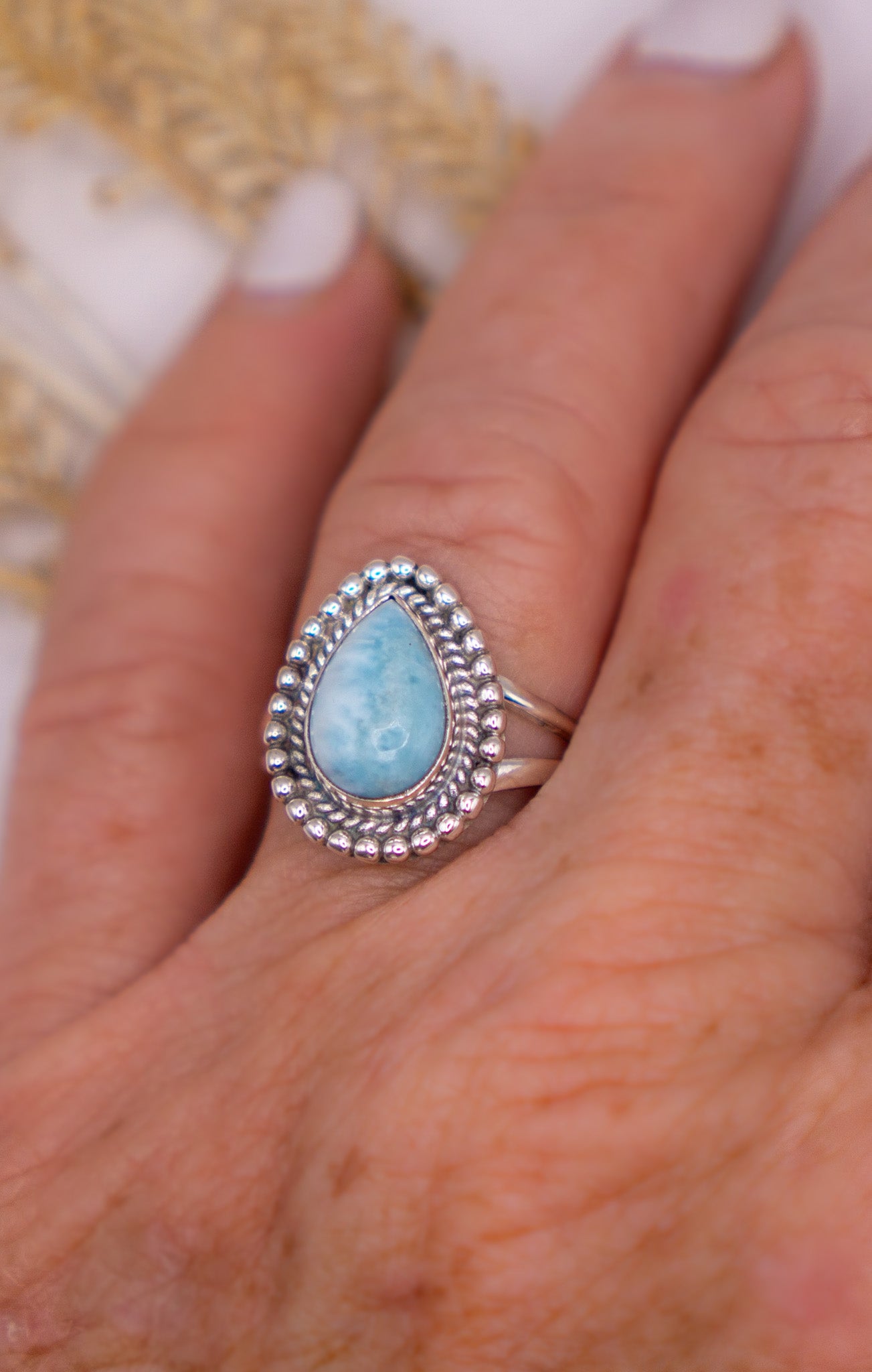 Teardrop Larimar - Size 8