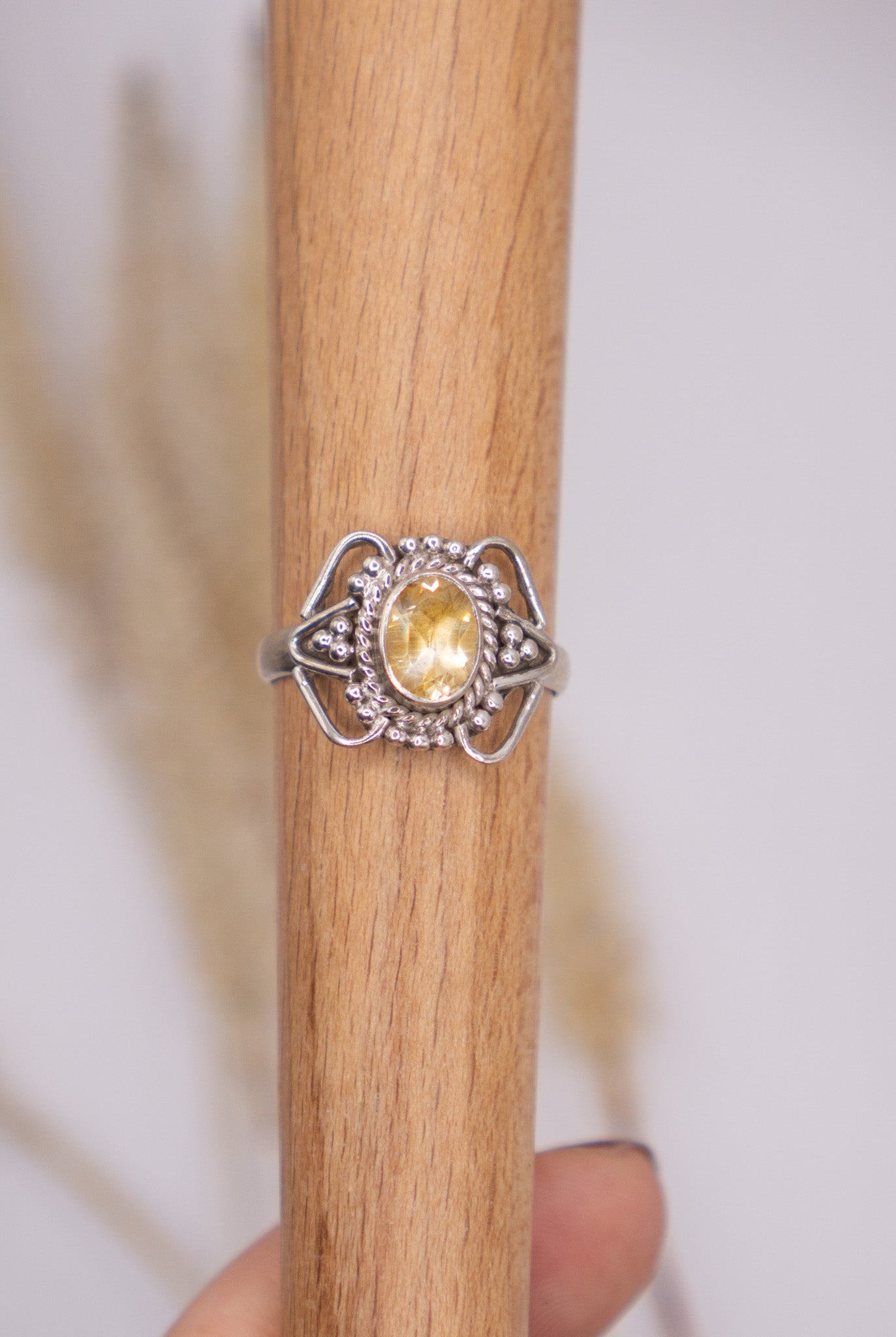 Citrine with Filigree Petals Size 9.5