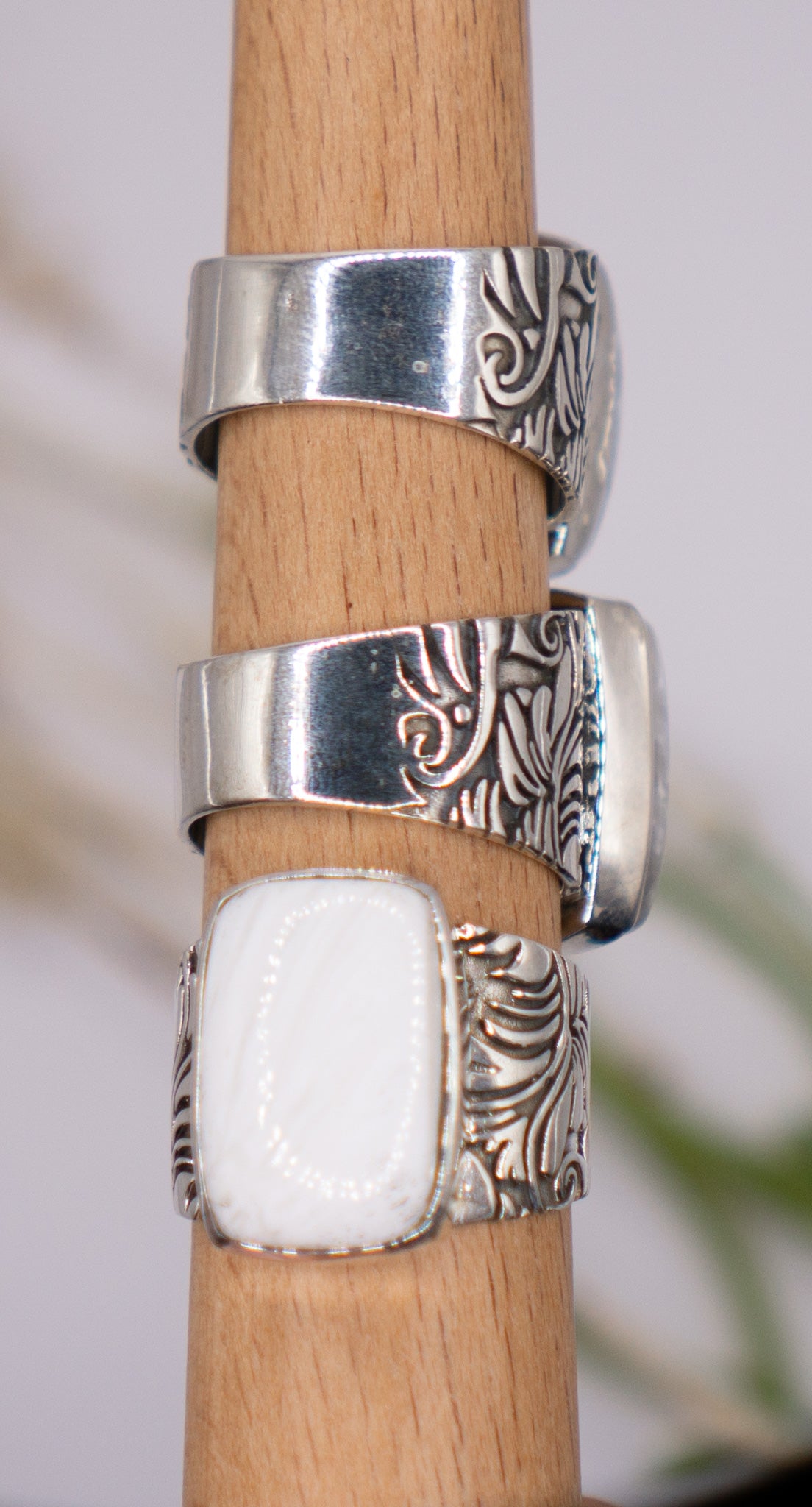 Shimmery Scolecite Gemstone Ring Size 9 - Choose your Stone