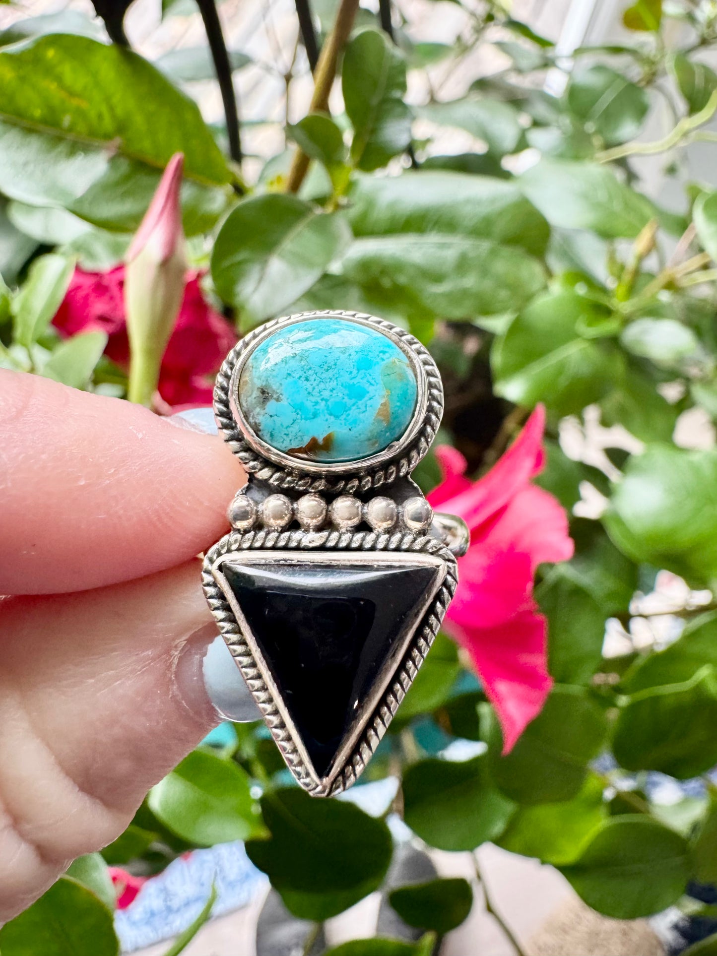 Midnight Cowgirl - Turquoise Onyx Ring - Choose your size