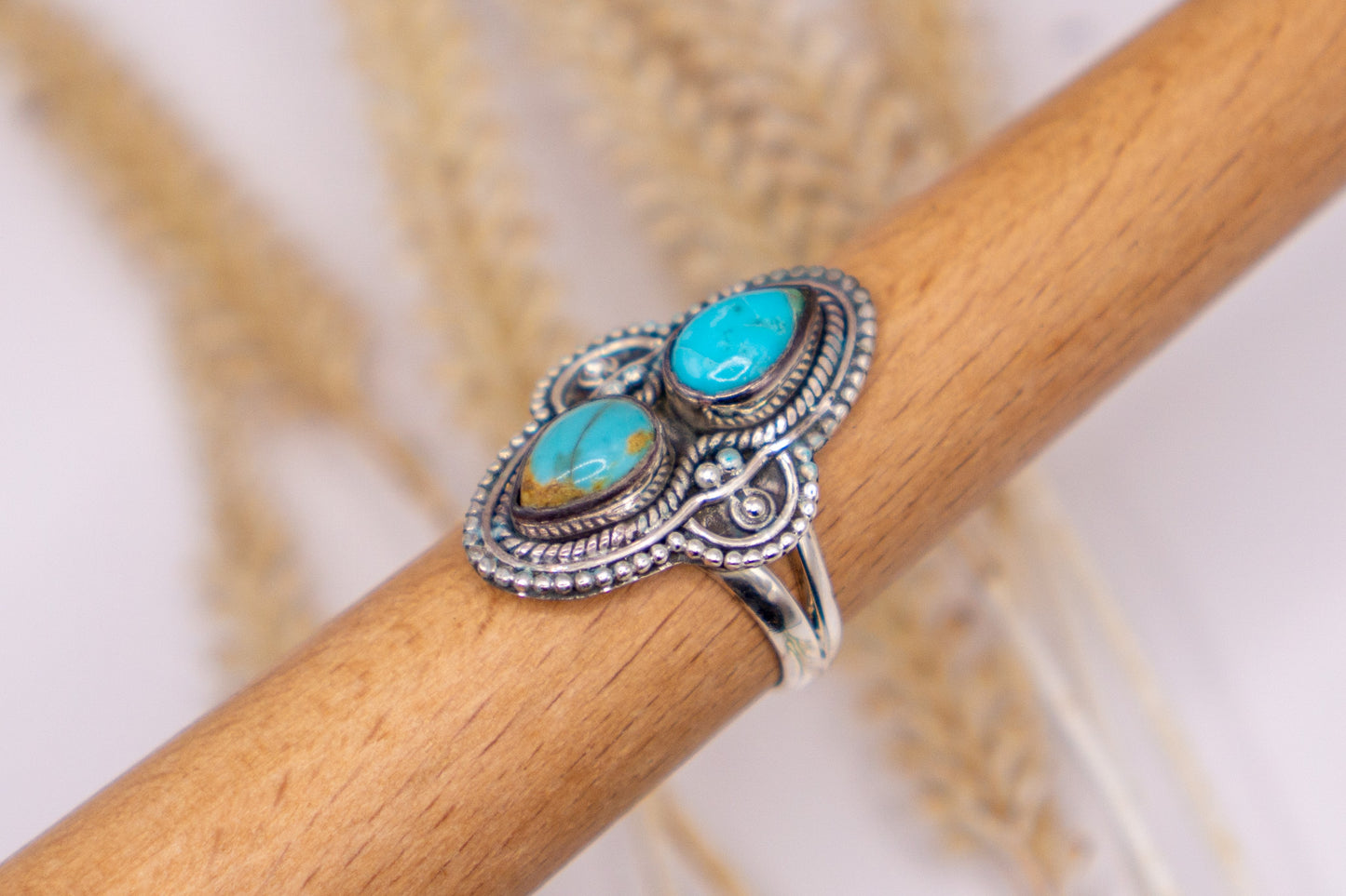 Double Kingman Turquoise Reno Ring - Size 7