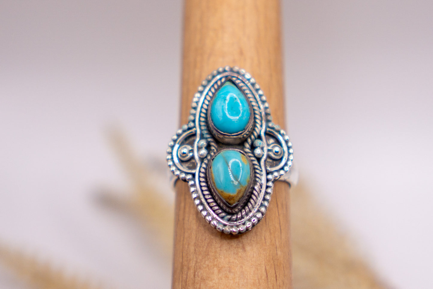 Double Kingman Turquoise Reno Ring - Size 7