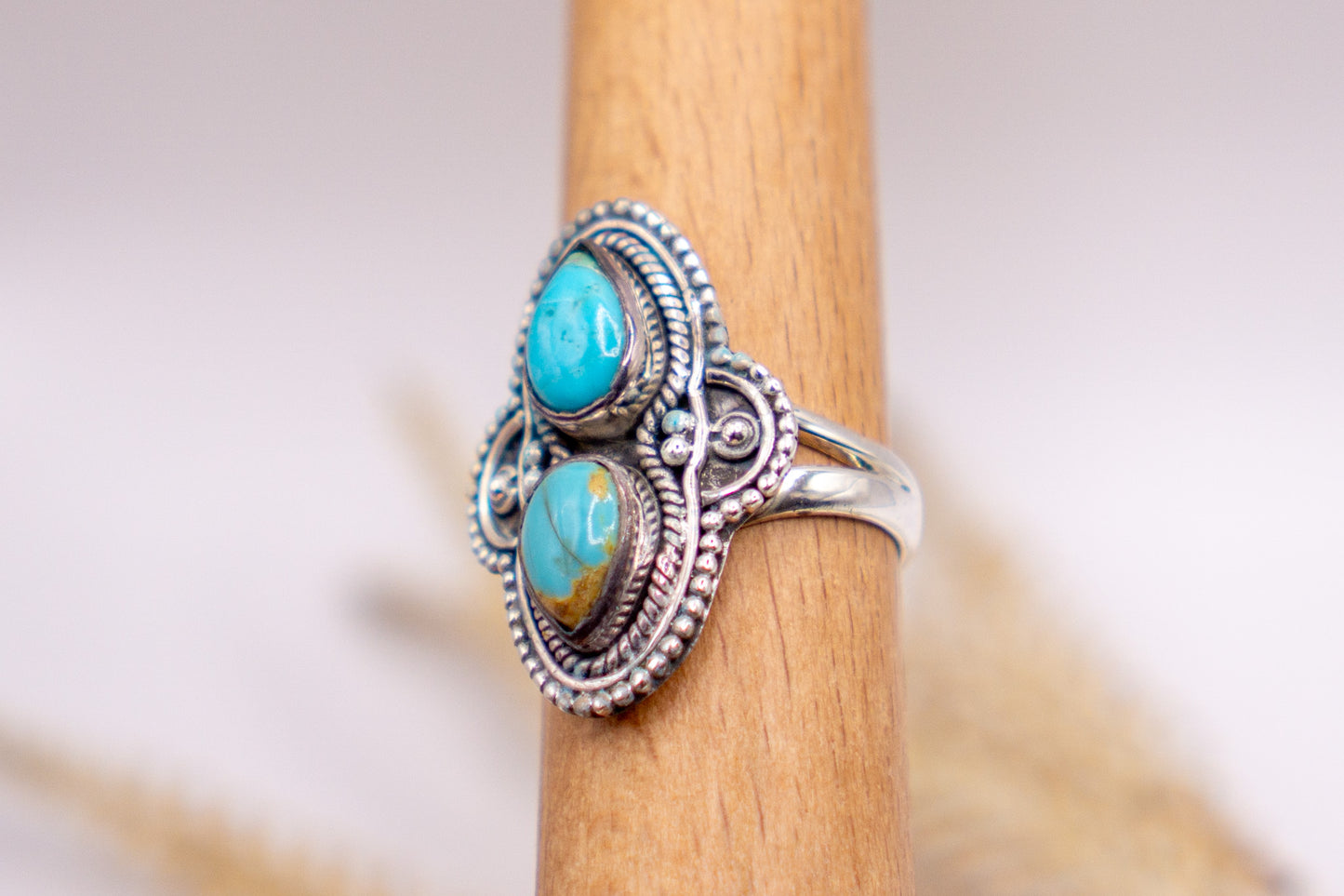Double Kingman Turquoise Reno Ring - Size 7