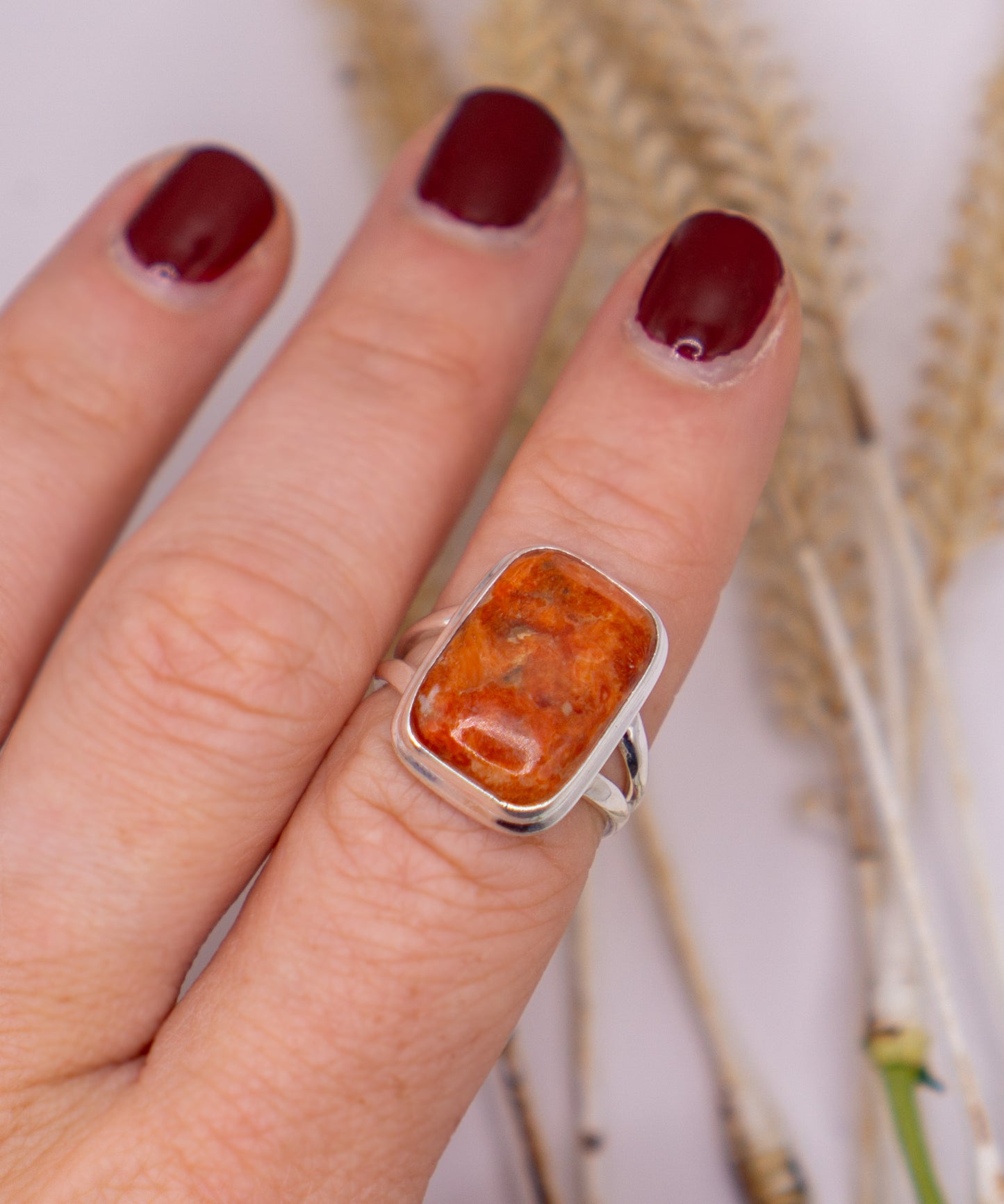 Rectangular Red Turquoise Size 7.5