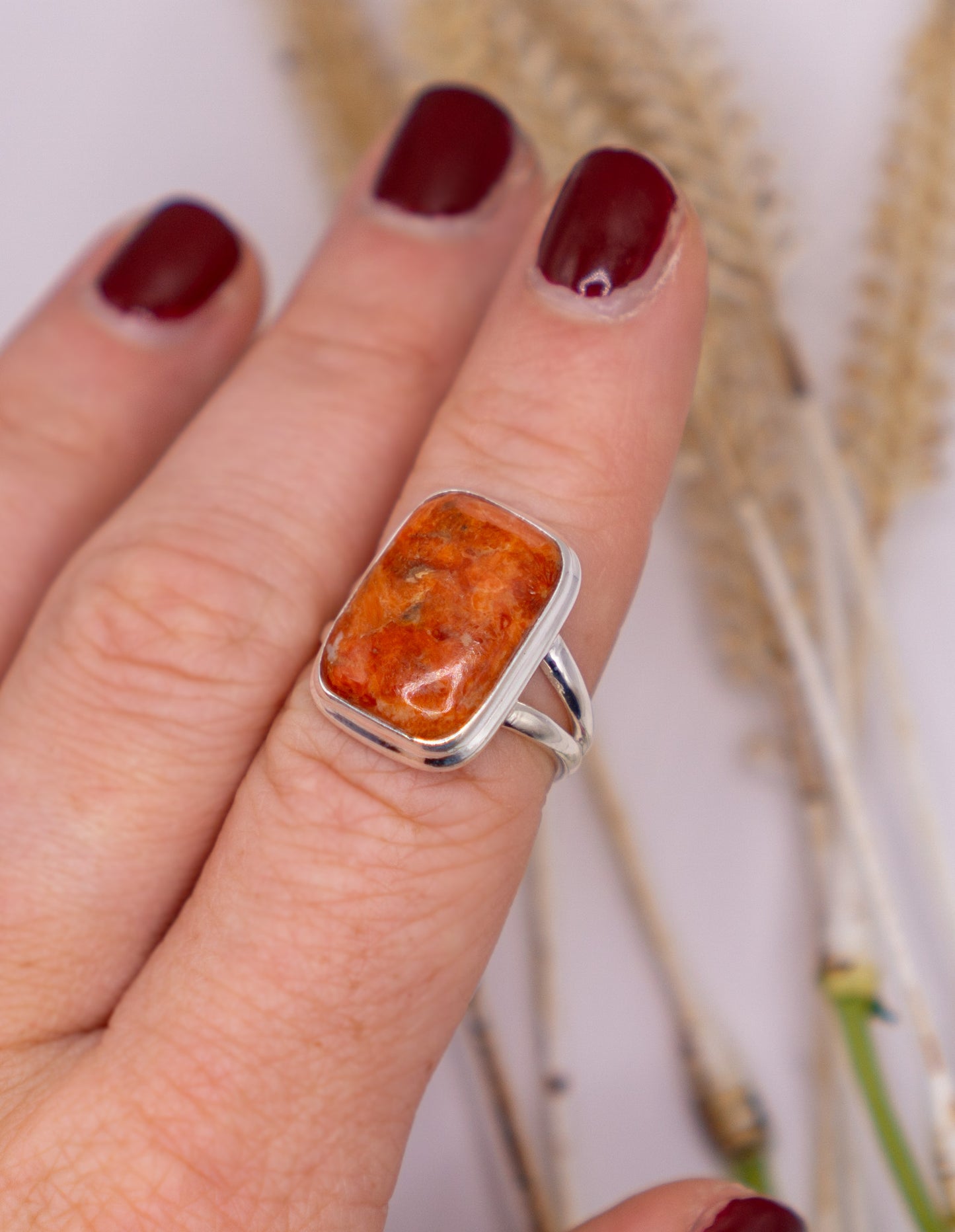 Rectangular Red Turquoise Size 7.5