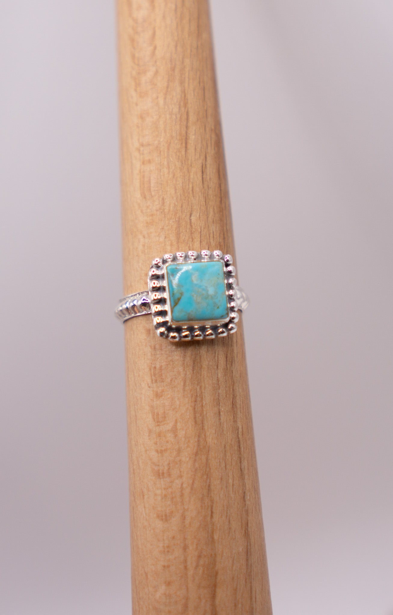 Dainty square Kingman turquoise size 6.75