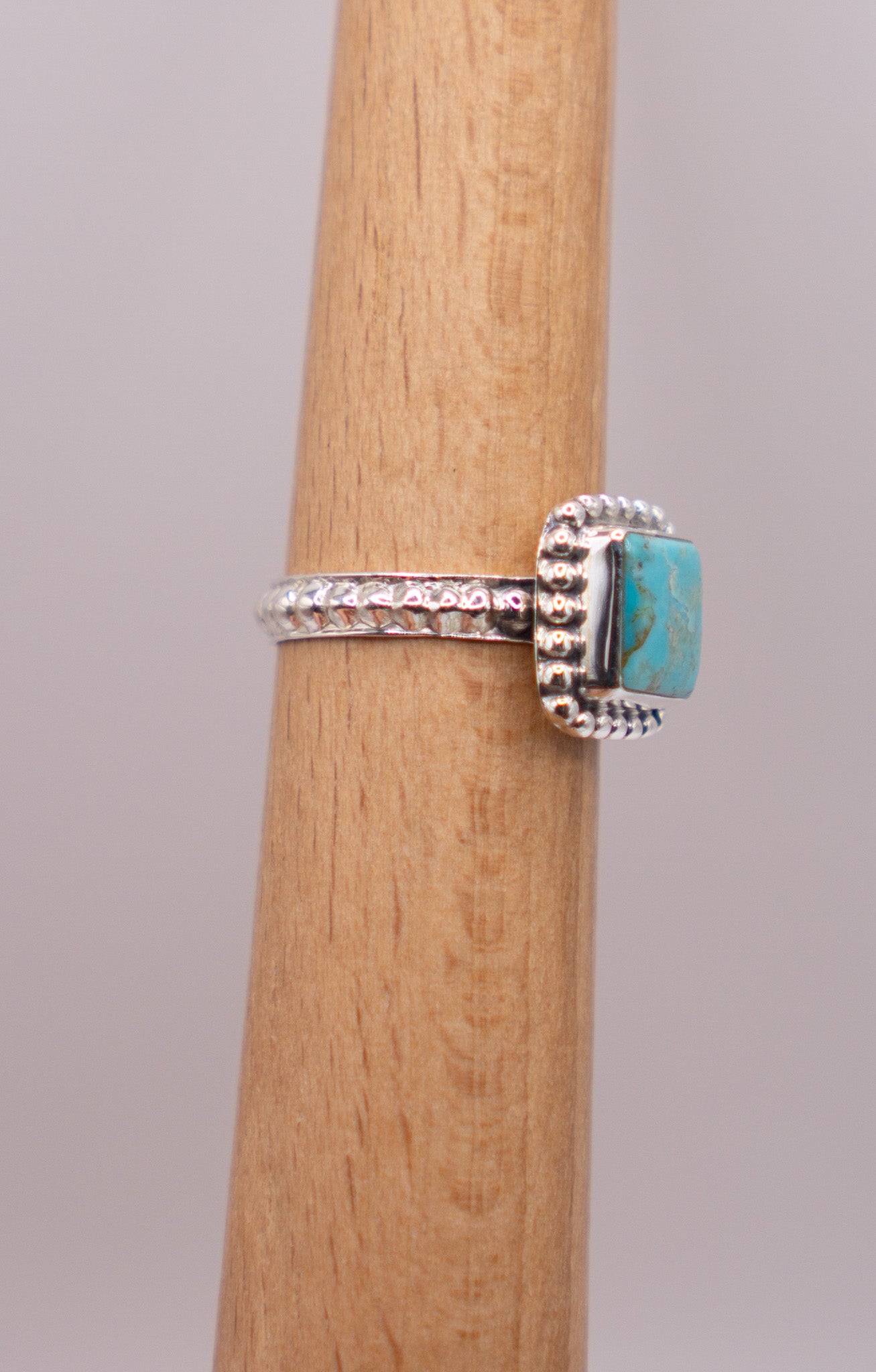 Dainty square Kingman turquoise size 6.75