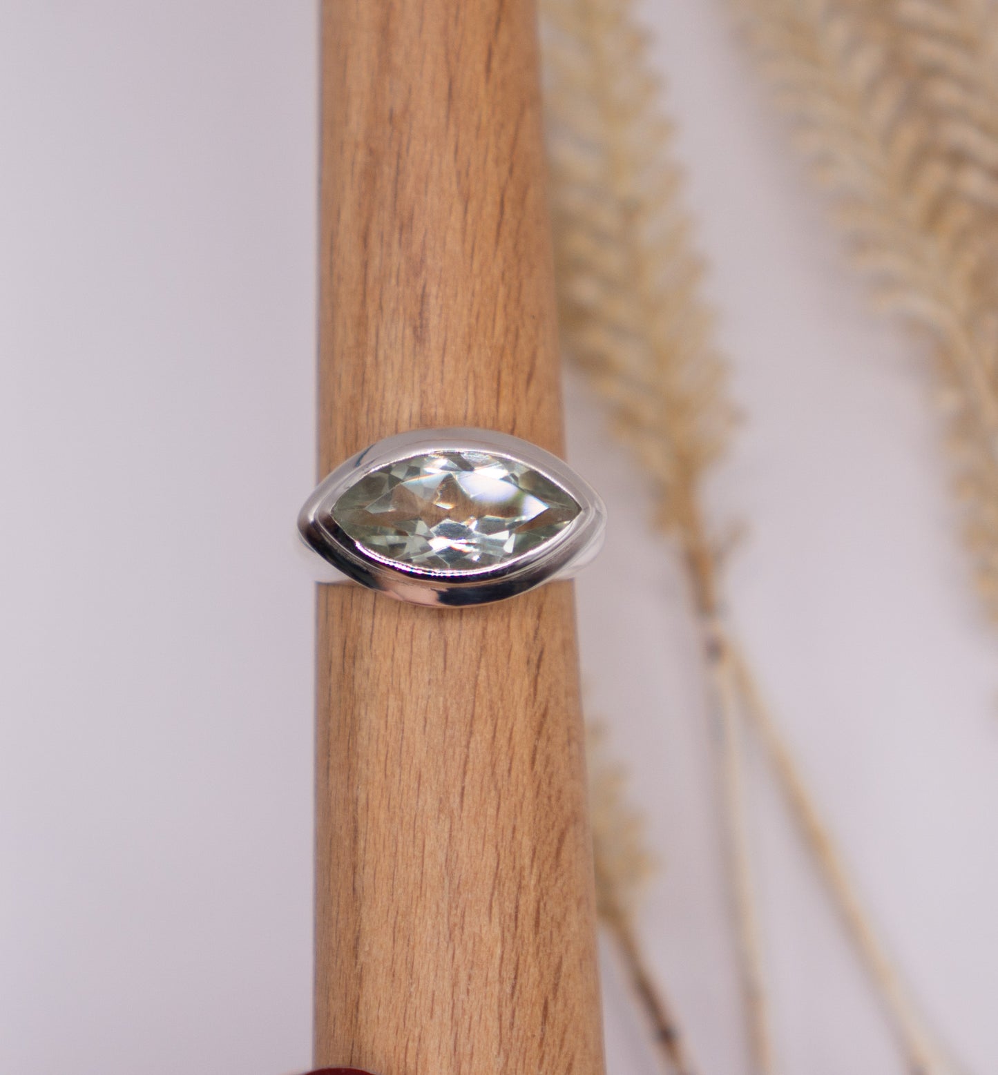 Green Amethyst East-West Ring - Size 6.5