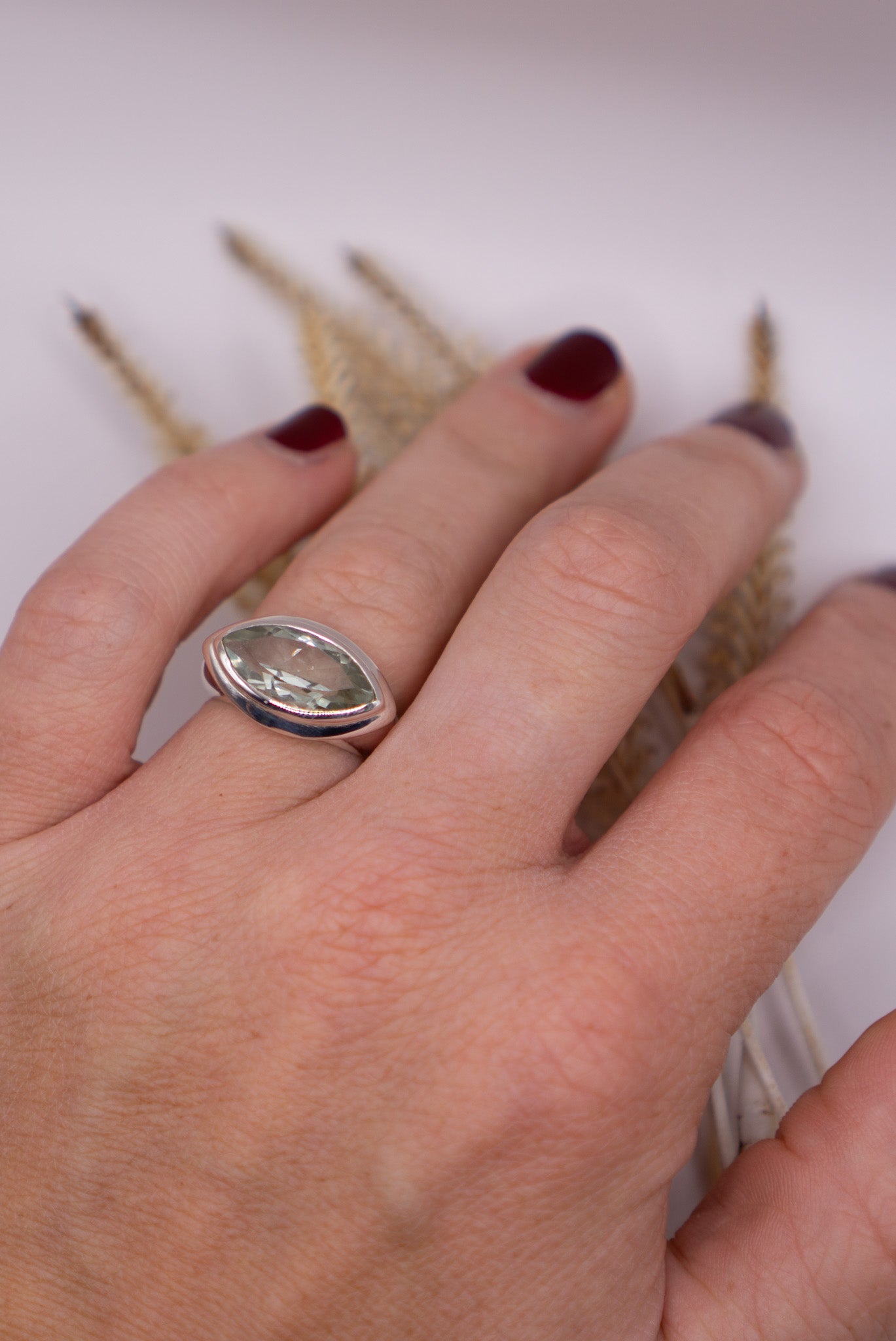 Green Amethyst East-West Ring - Size 6.5