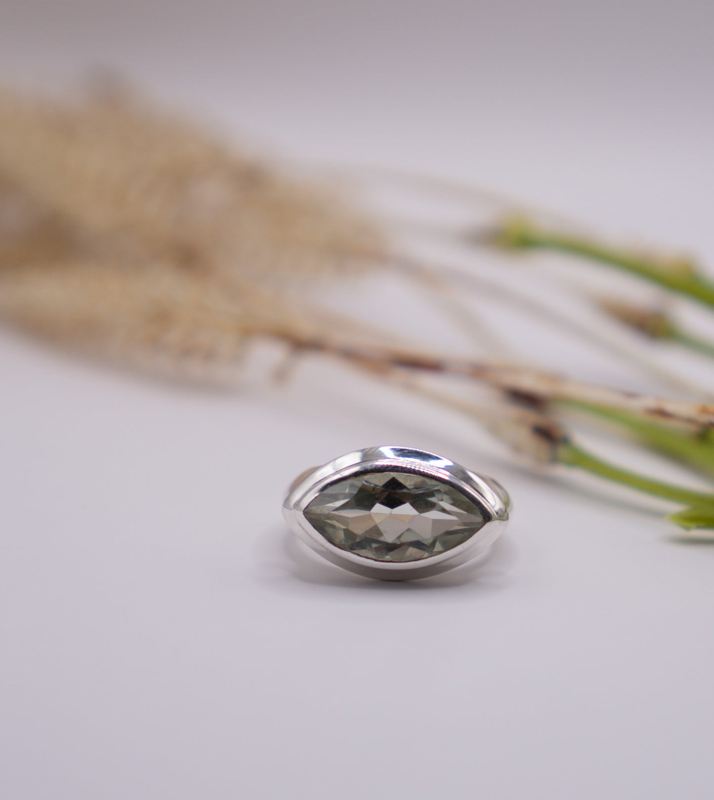 Green Amethyst East-West Ring - Size 6.5