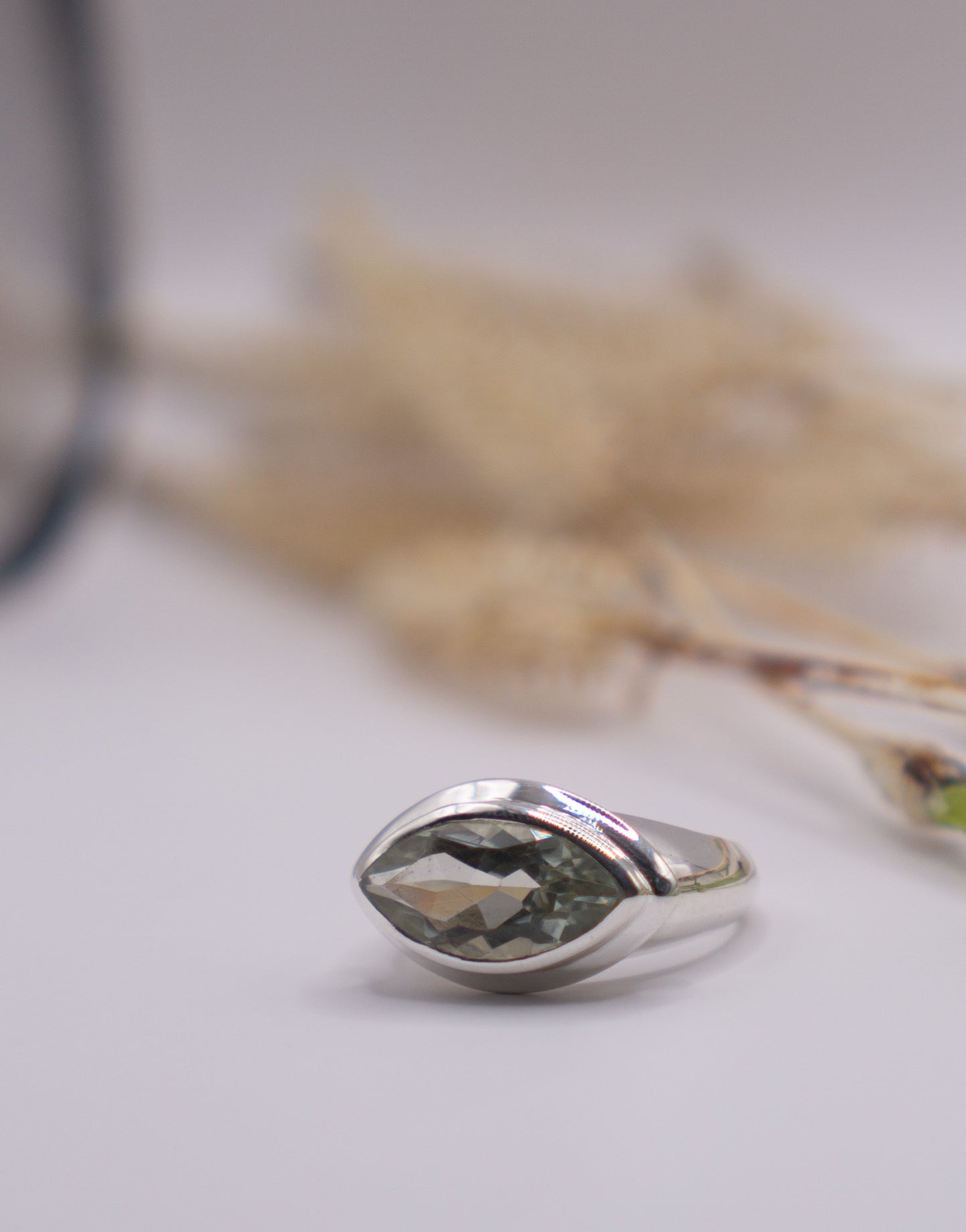 Green Amethyst East-West Ring - Size 6.5