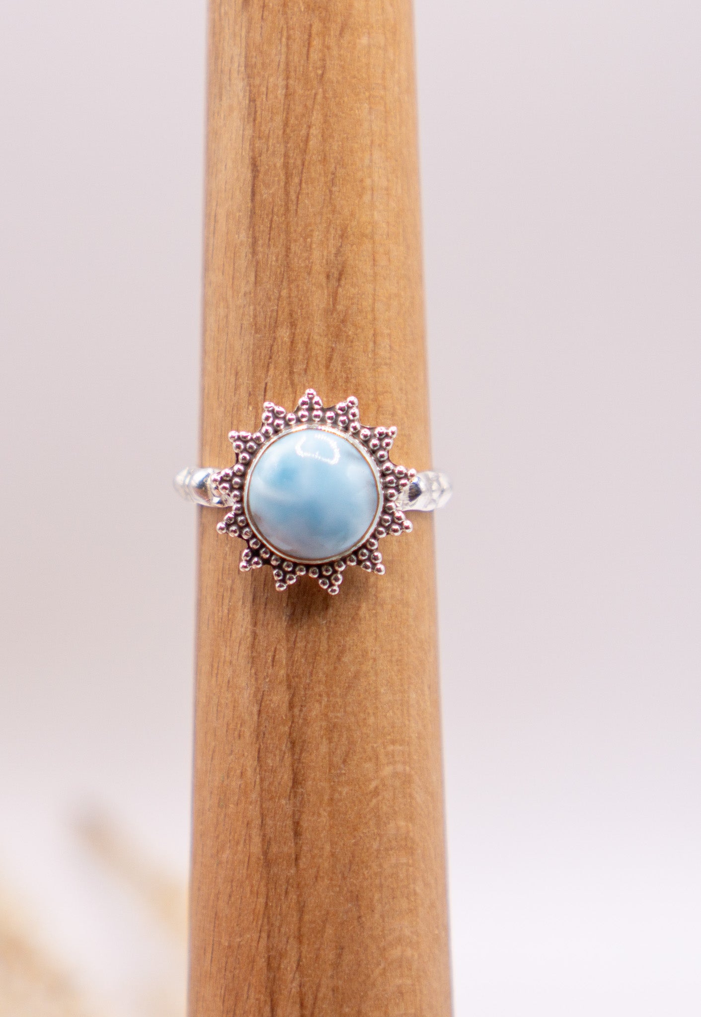 Sunburst Larimar Ring Size 8.75