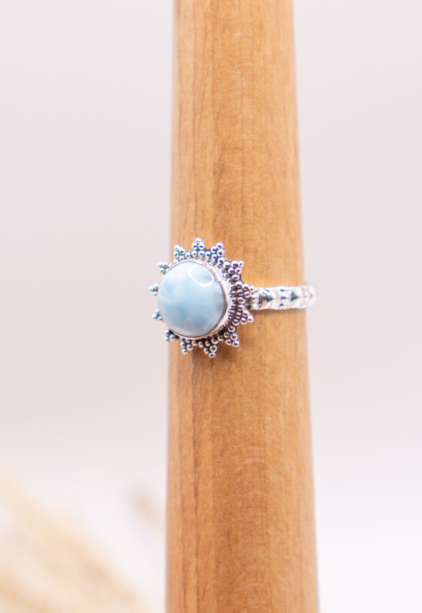 Sunburst Larimar Ring Size 8.75