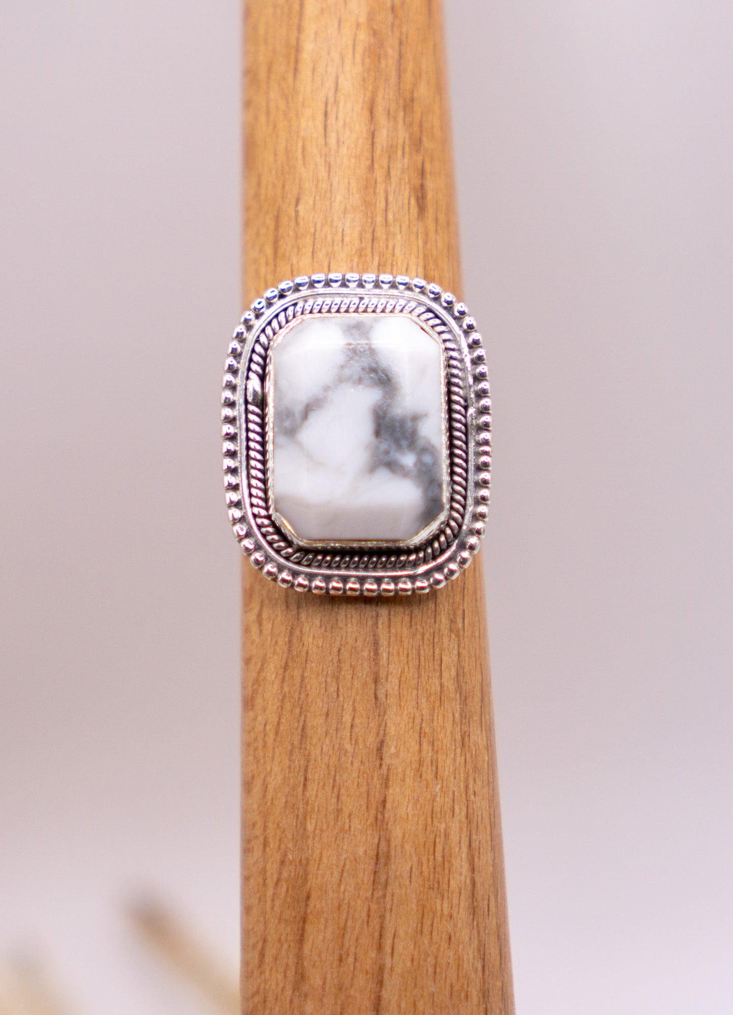 Howlite Rectangular Ring Size 7
