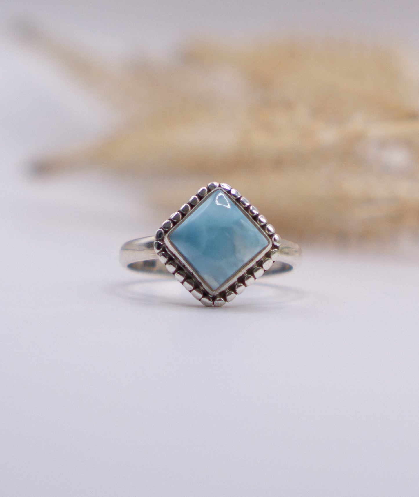 Diamond Shaped Larimar Ring - Size 8
