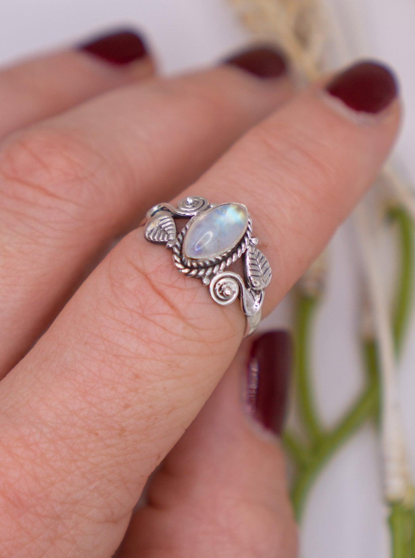 Nature Inspired Marquise Moonstone  - Size 7.5