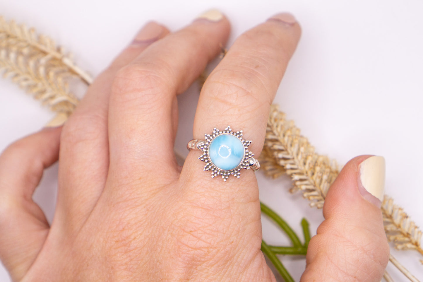 Ocean Inspired Larimar Sunburst - Size 8