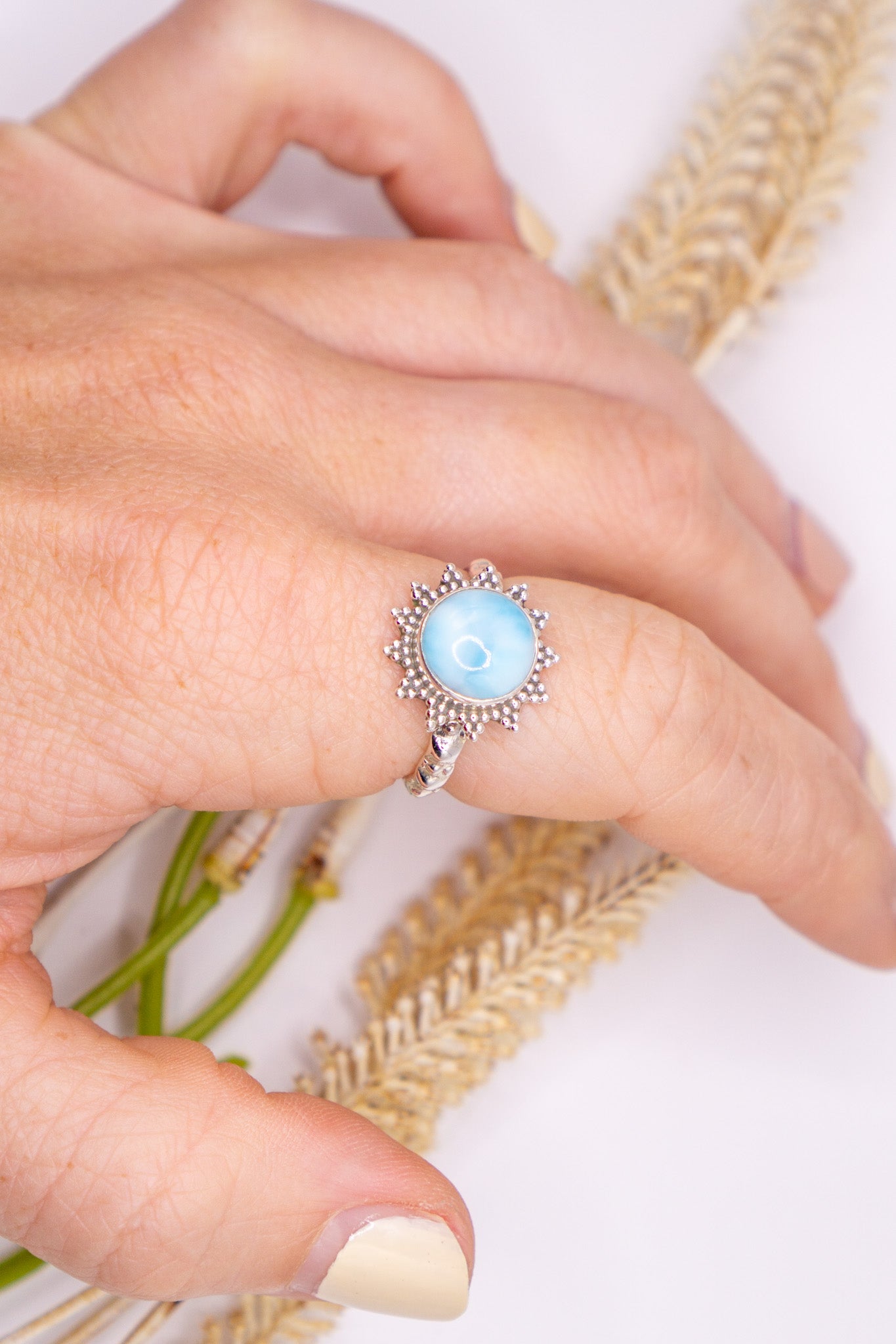 Ocean Inspired Larimar Sunburst - Size 8