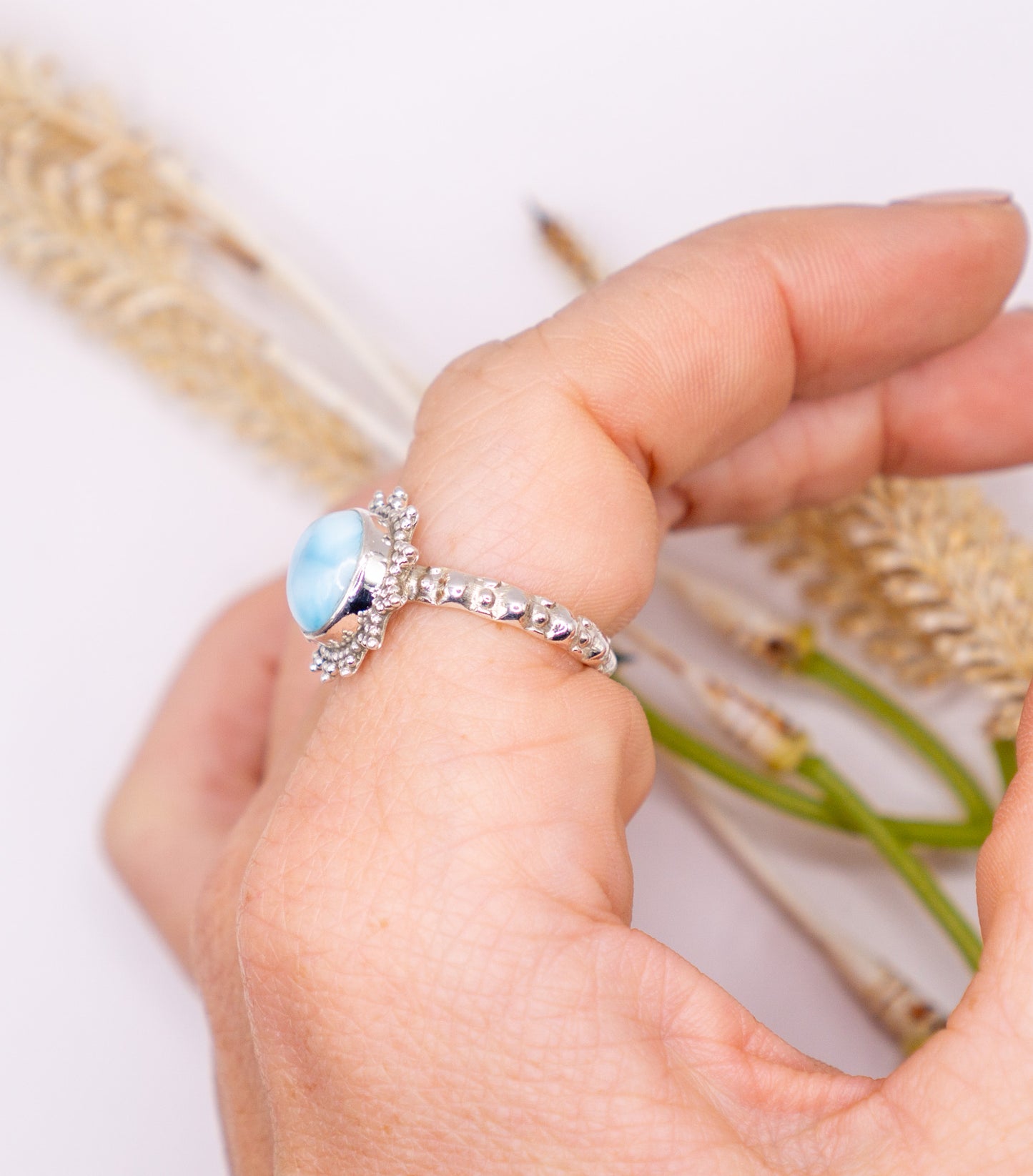 Ocean Inspired Larimar Sunburst - Size 8