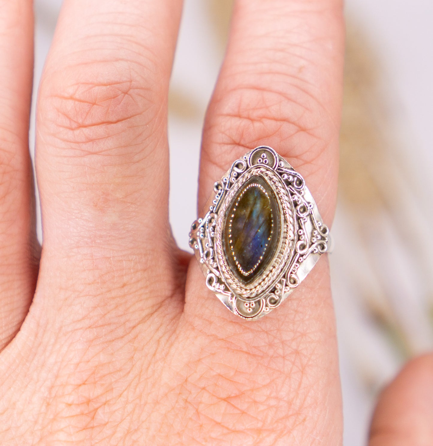 Mesmerizing Labradorite Ring - Size 10