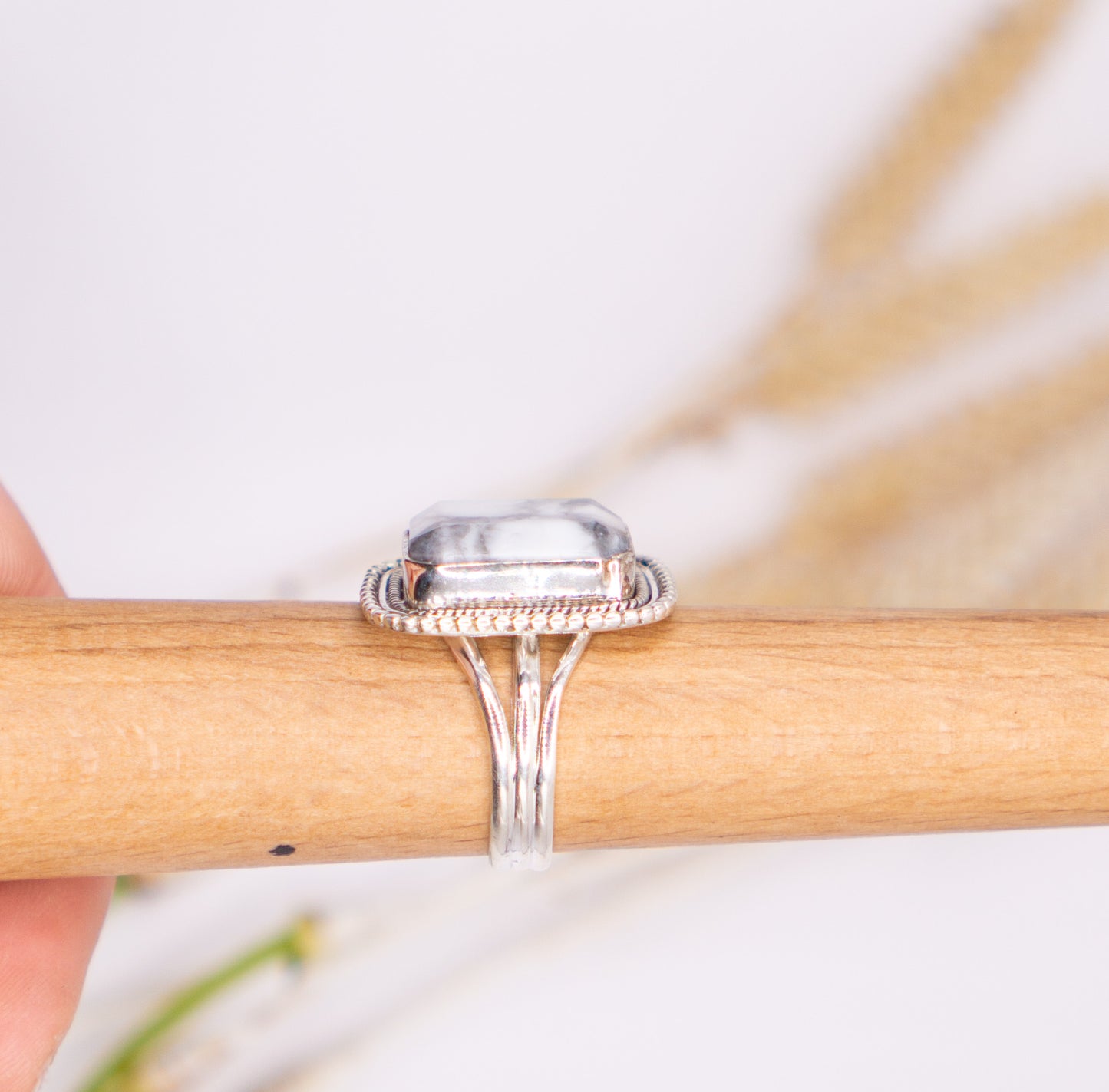 Soothing Howlite Rectangular Stone - Size 8.5