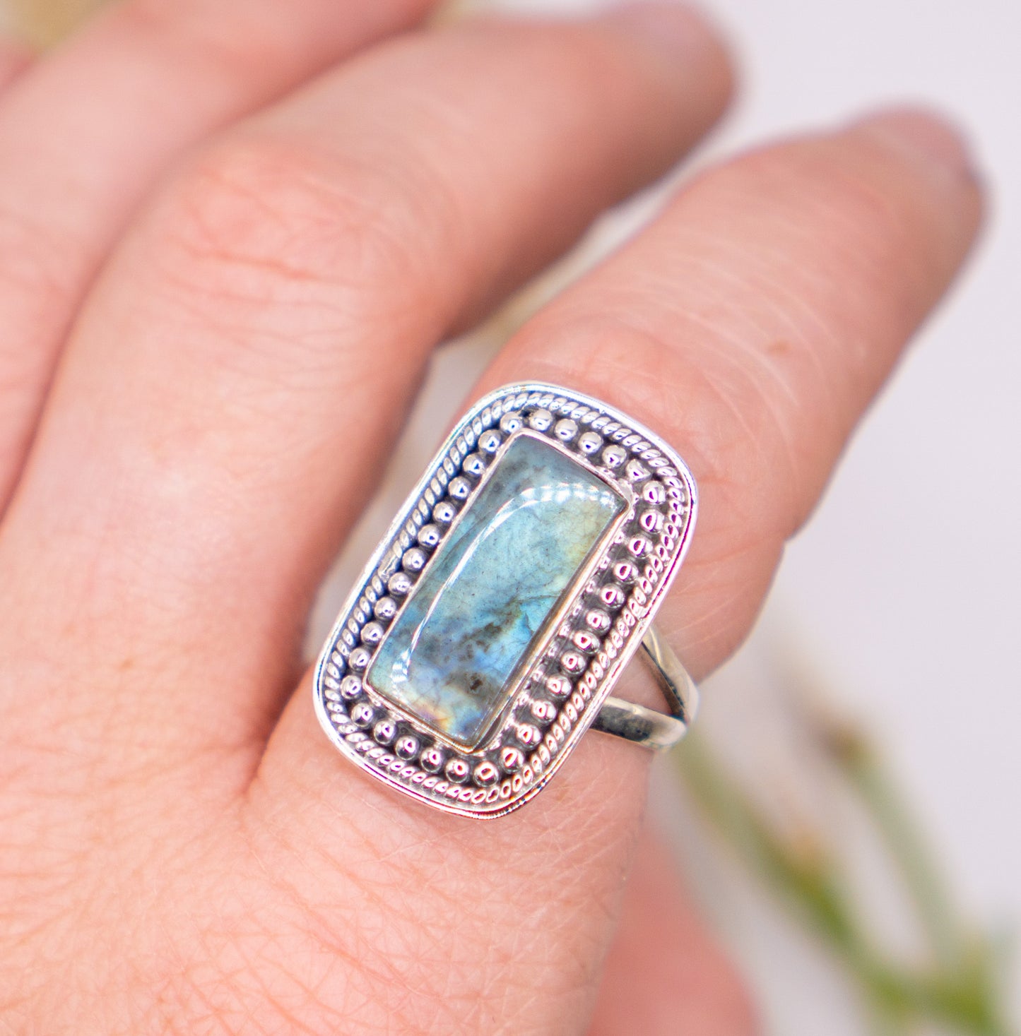 Shimmery Rectangular Labradorite - Size 9