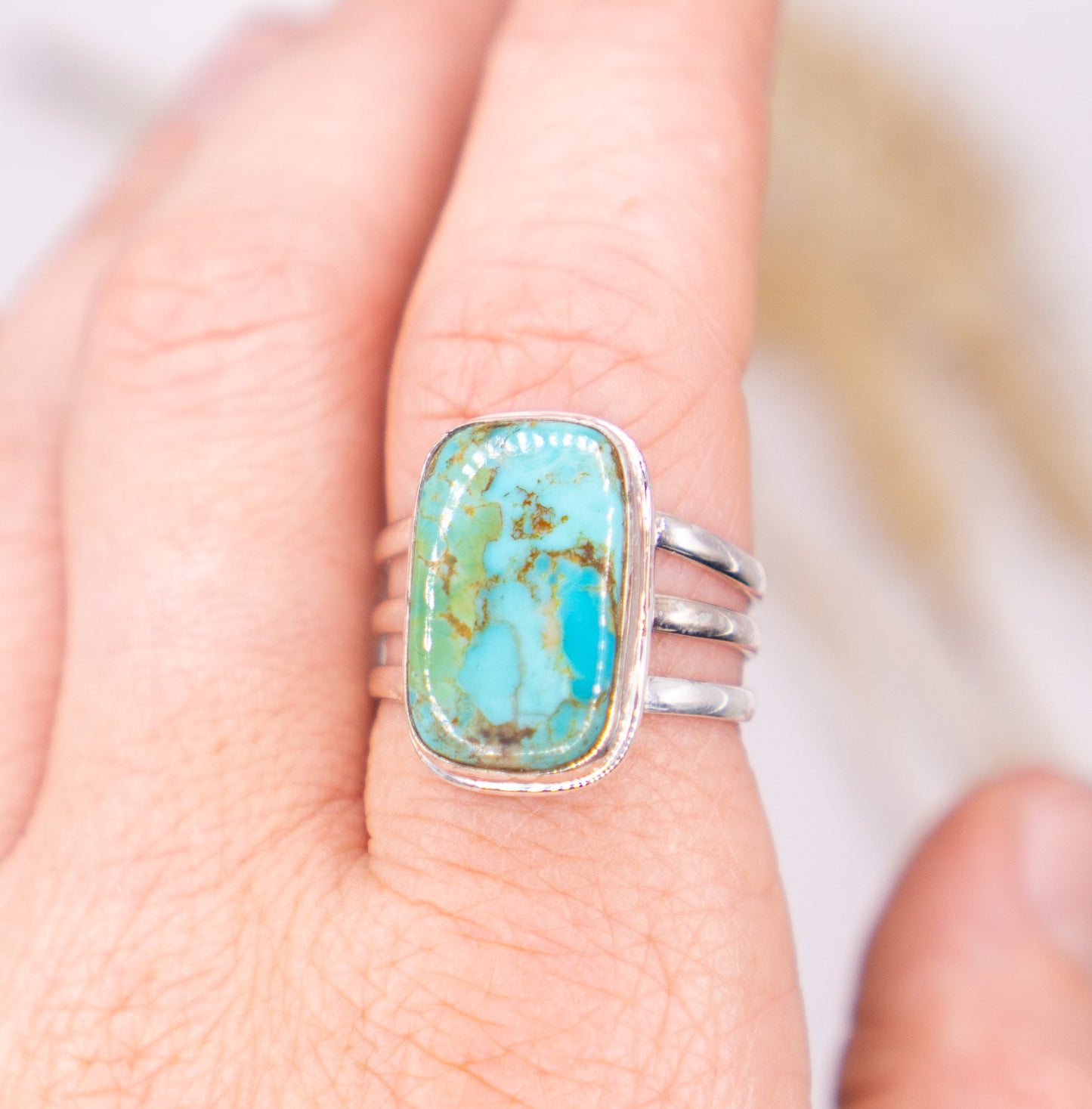 Unique Kingman Triple Band Turquoise - Size 10