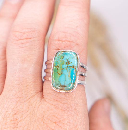 Unique Kingman Triple Band Turquoise - Size 10