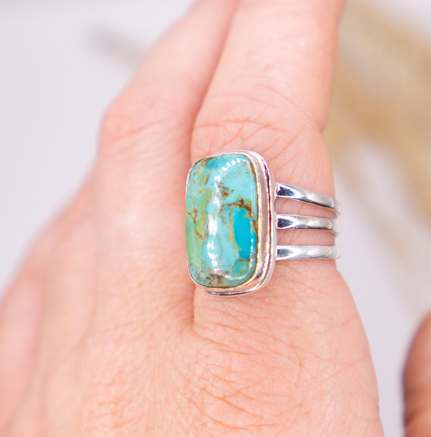 Unique Kingman Triple Band Turquoise - Size 10