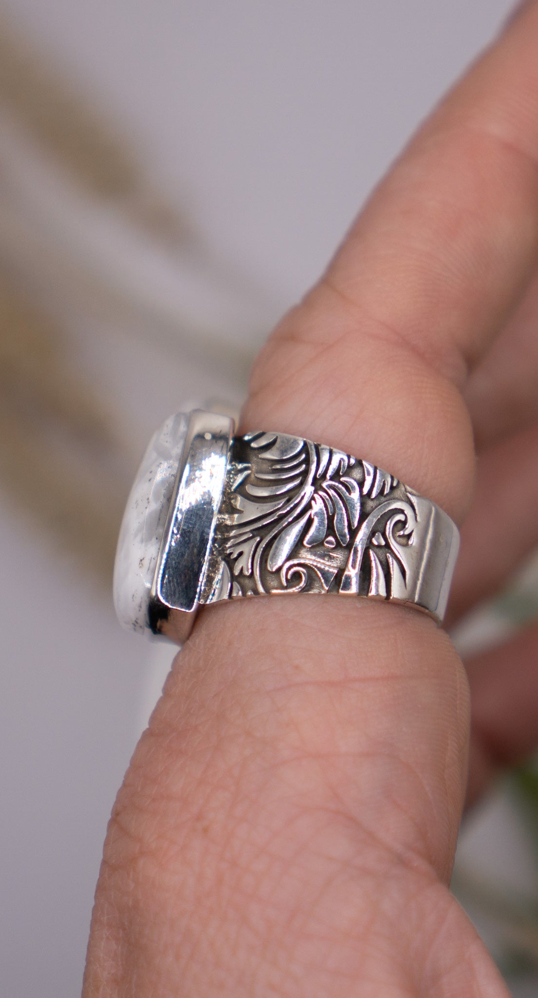 Shimmery Scolecite Gemstone Ring Size 9 - Choose your Stone