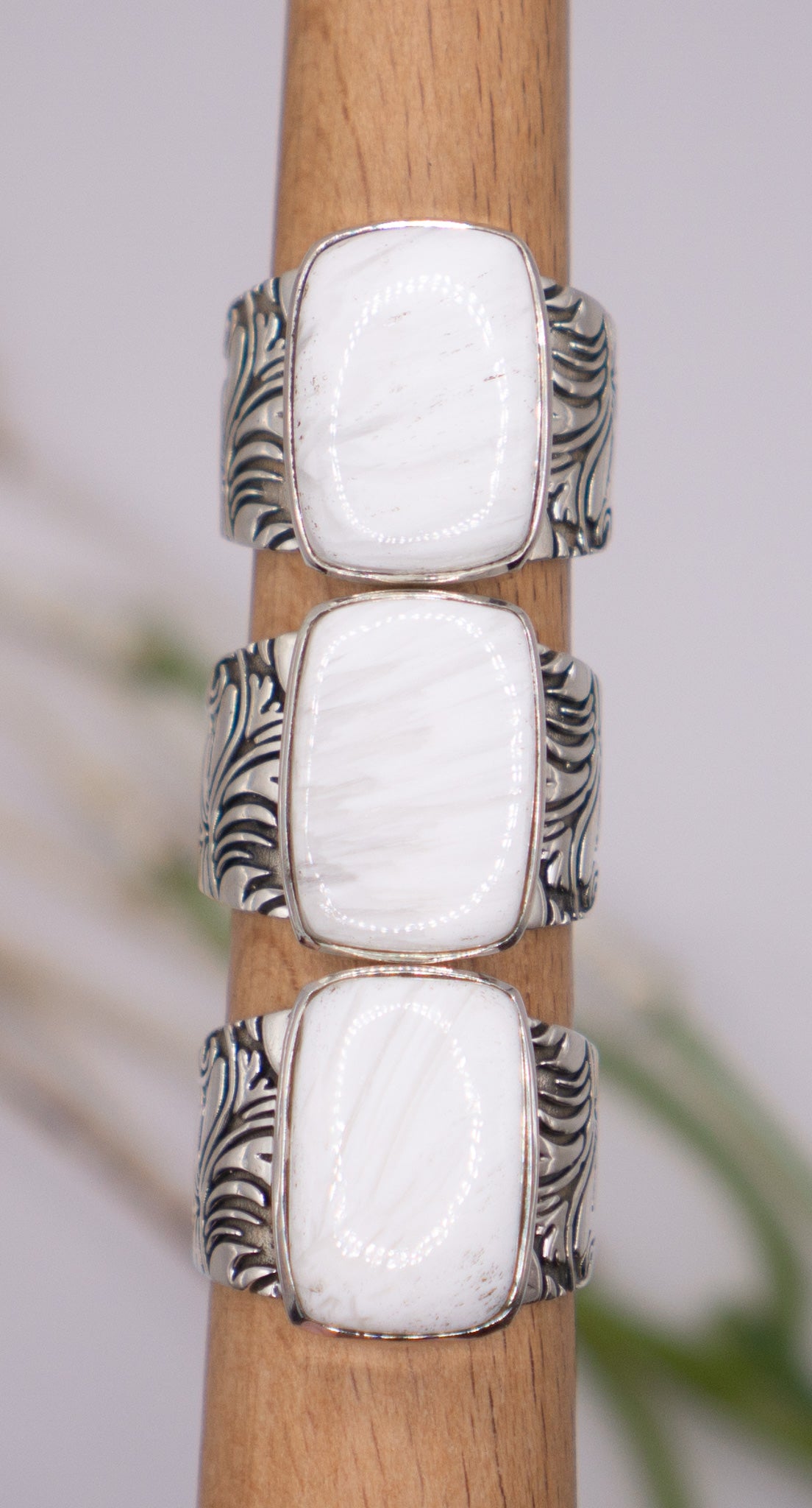 Shimmery Scolecite Gemstone Ring Size 9 - Choose your Stone