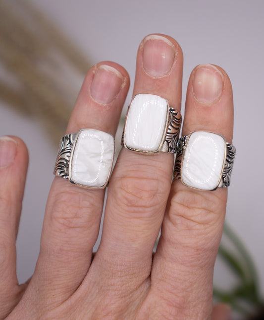 Shimmery Scolecite Gemstone Ring - Size 6 - Choose Your Stone