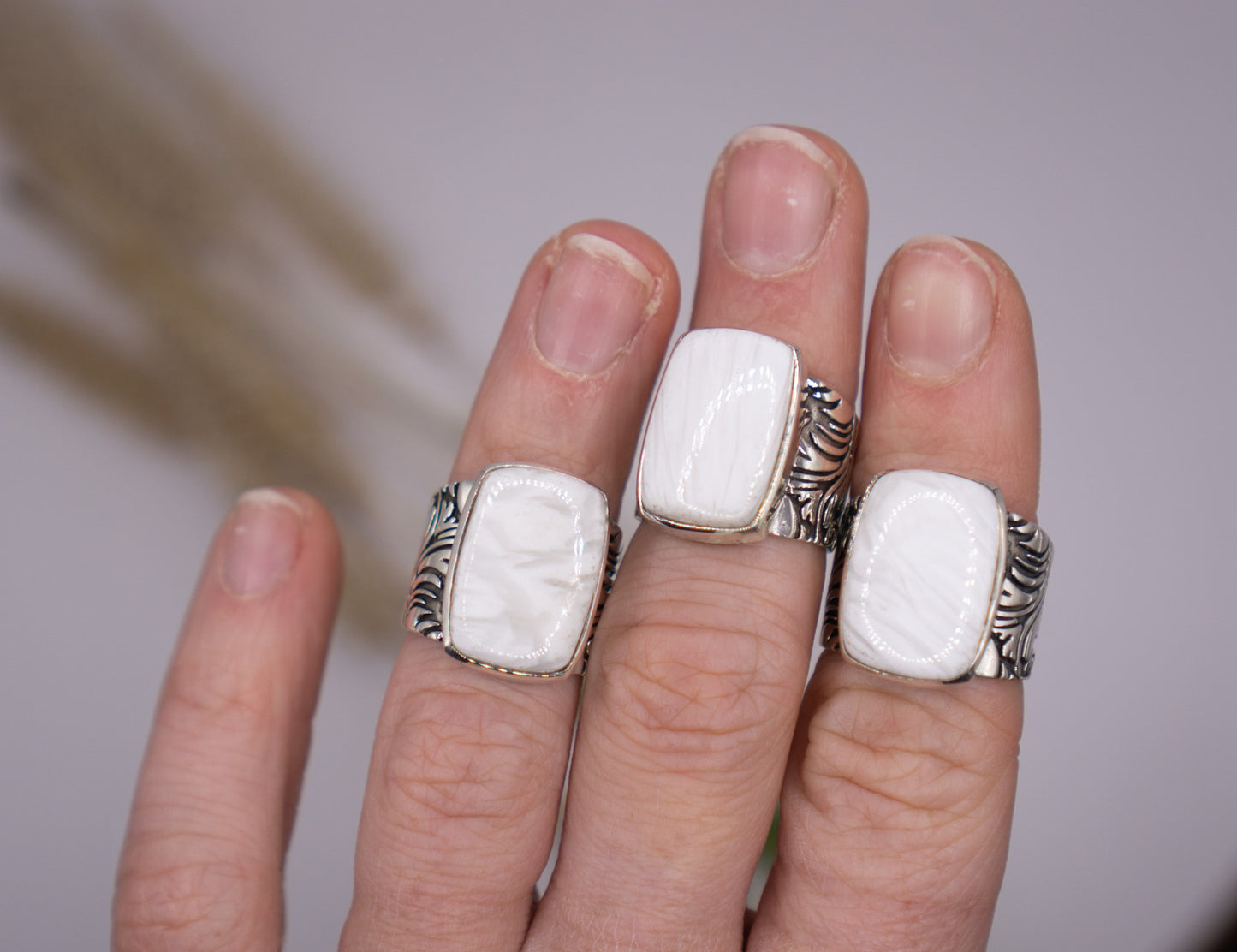 Shimmery Scolecite Gemstone Ring - Size 6 - Choose Your Stone