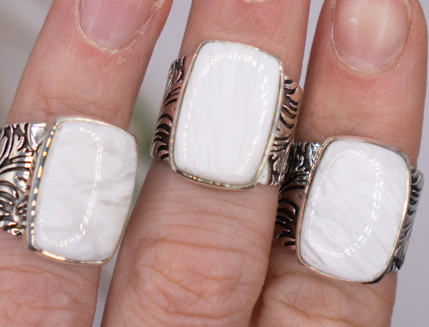 Shimmery Scolecite Gemstone Ring - Size 6 - Choose Your Stone