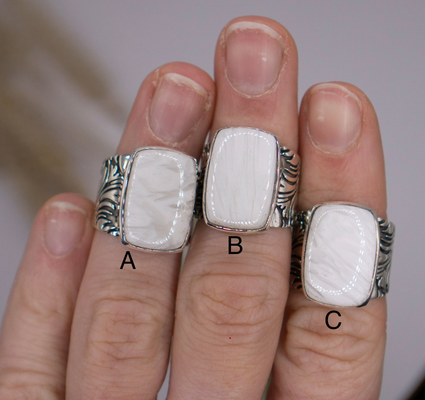 Shimmery Scolecite Gemstone Ring - Size 6 - Choose Your Stone