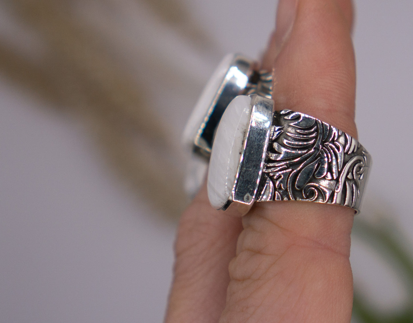 Shimmery Scolecite Gemstone Ring - Size 6 - Choose Your Stone