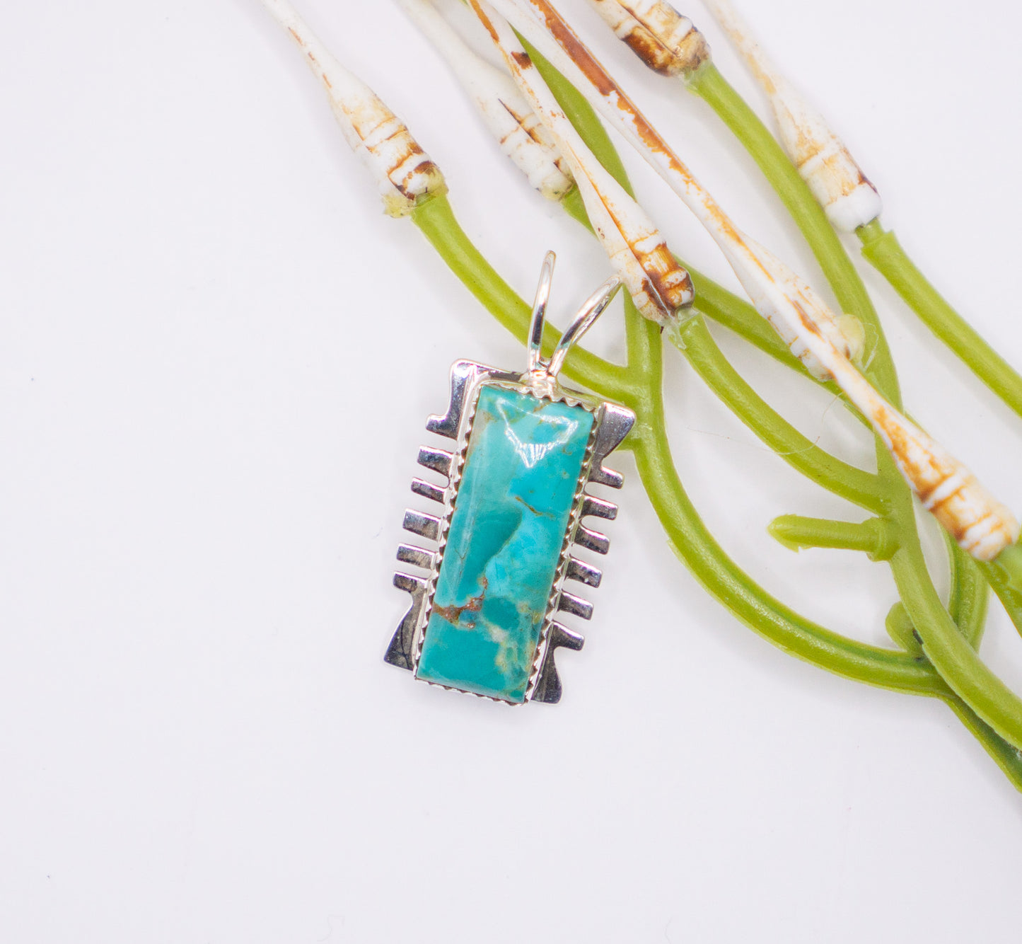 Navajo Inspired Kingman Turquoise Pendant - 16" chain