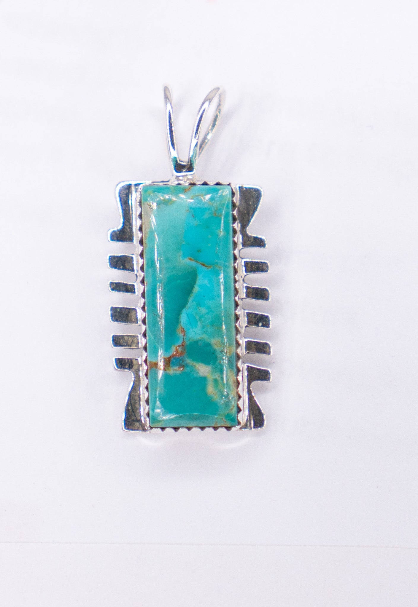 Navajo Inspired Kingman Turquoise Pendant - 16" chain