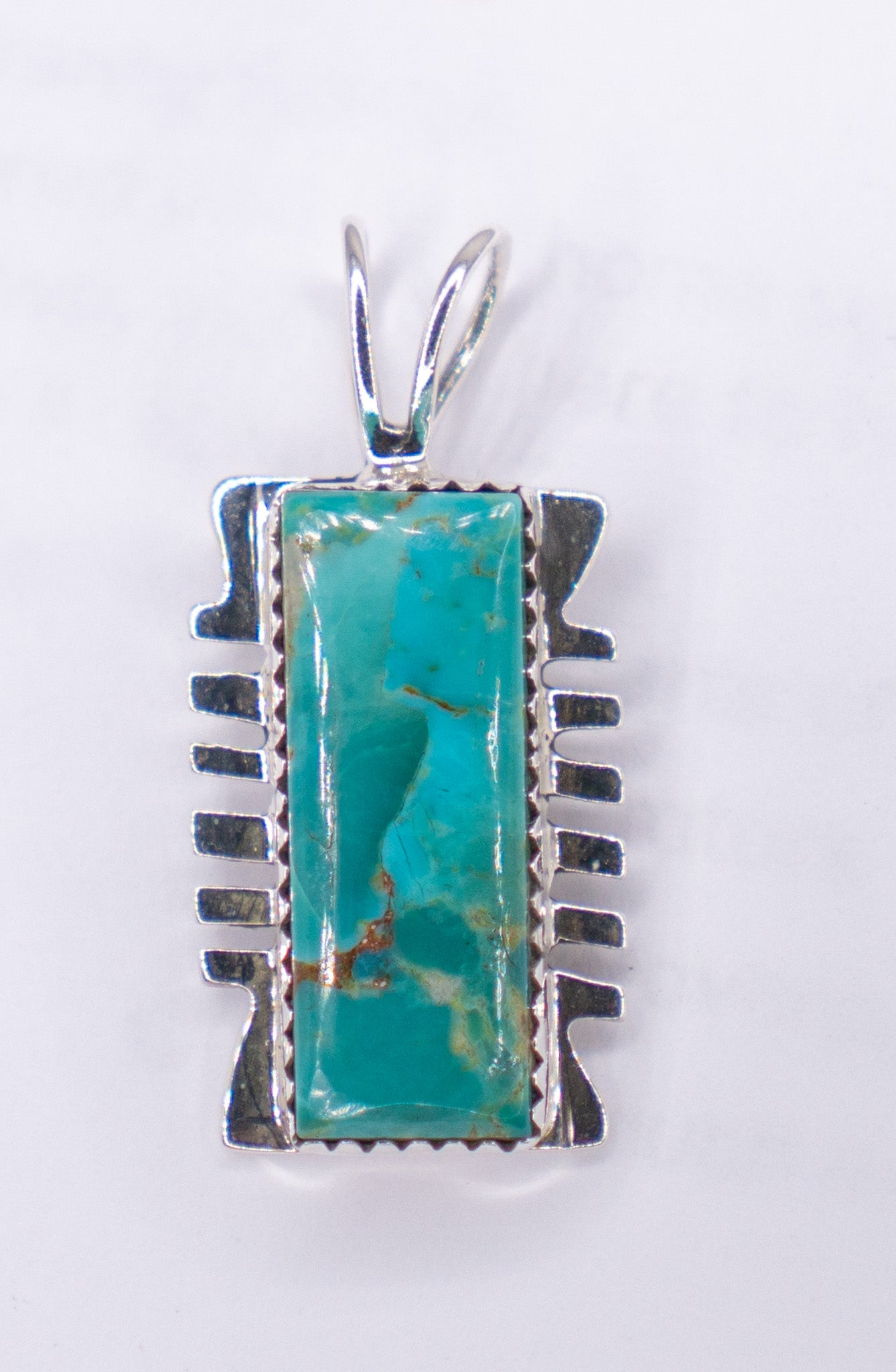 Navajo Inspired Kingman Turquoise Pendant - 16" chain