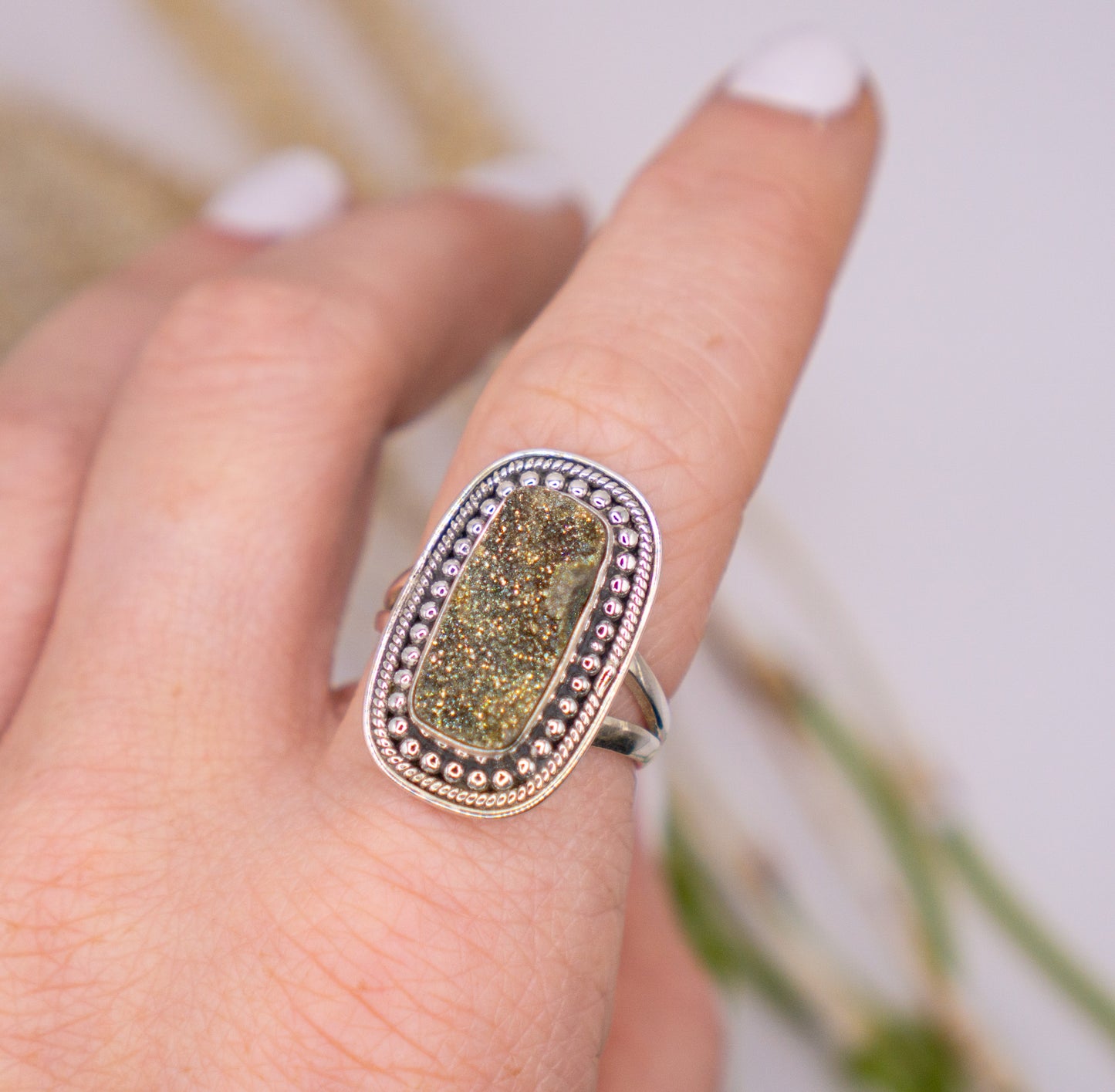 Sparkly Druzy Pyrite Fool's Gold - Size 9.5