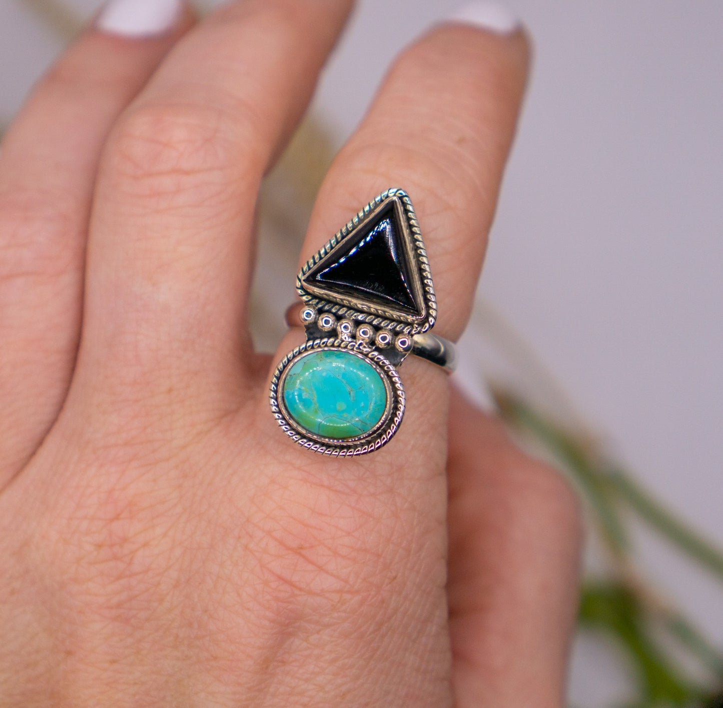 Midnight Cowgirl - Turquoise Onyx Ring - Choose your size
