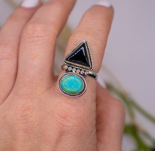 Midnight Cowgirl - Turquoise Onyx Ring - Choose your size