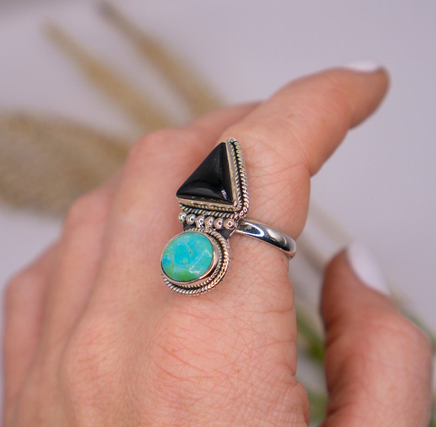 Midnight Cowgirl - Turquoise Onyx Ring - Choose your size