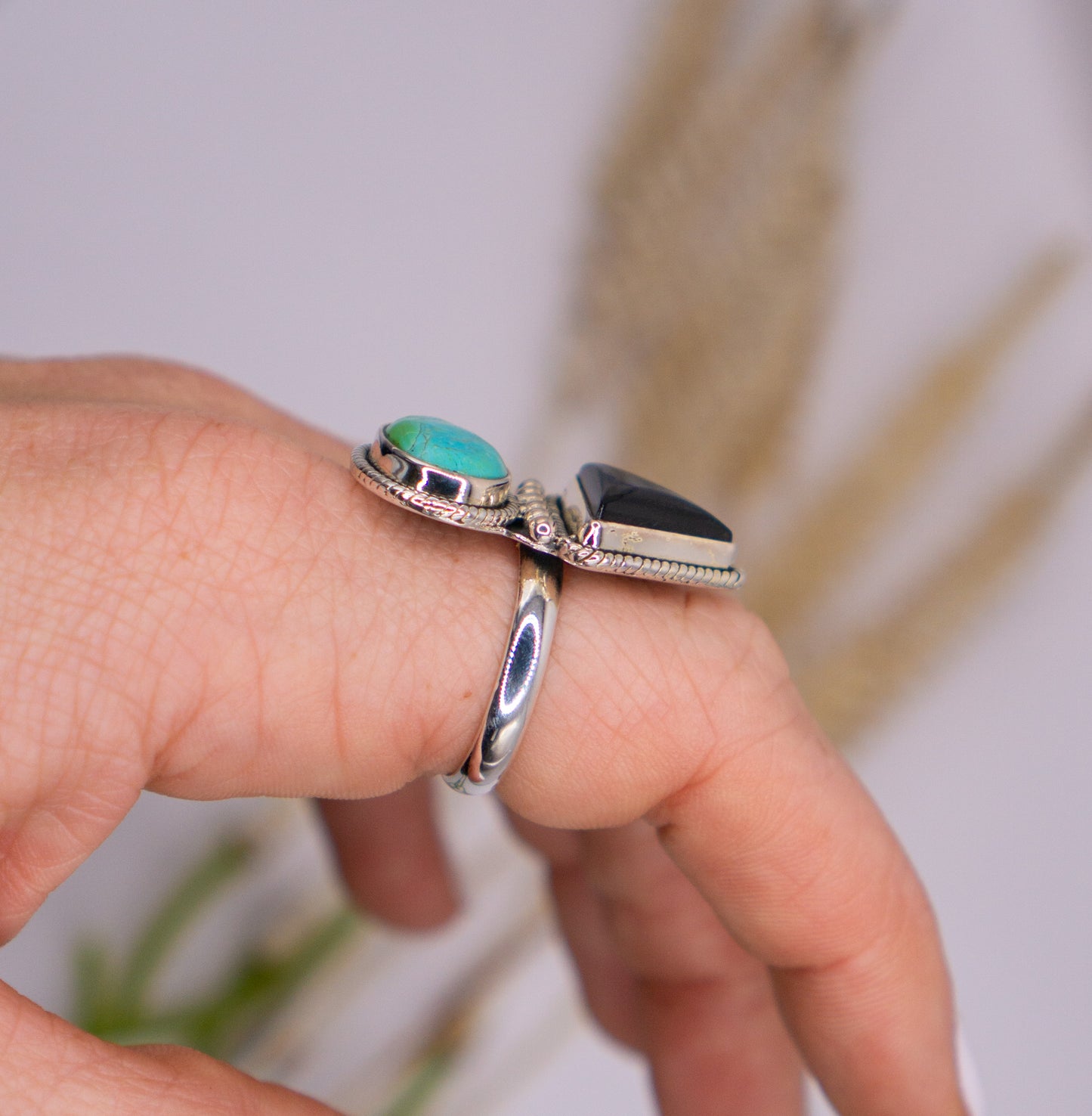 Midnight Cowgirl - Turquoise Onyx Ring - Choose your size