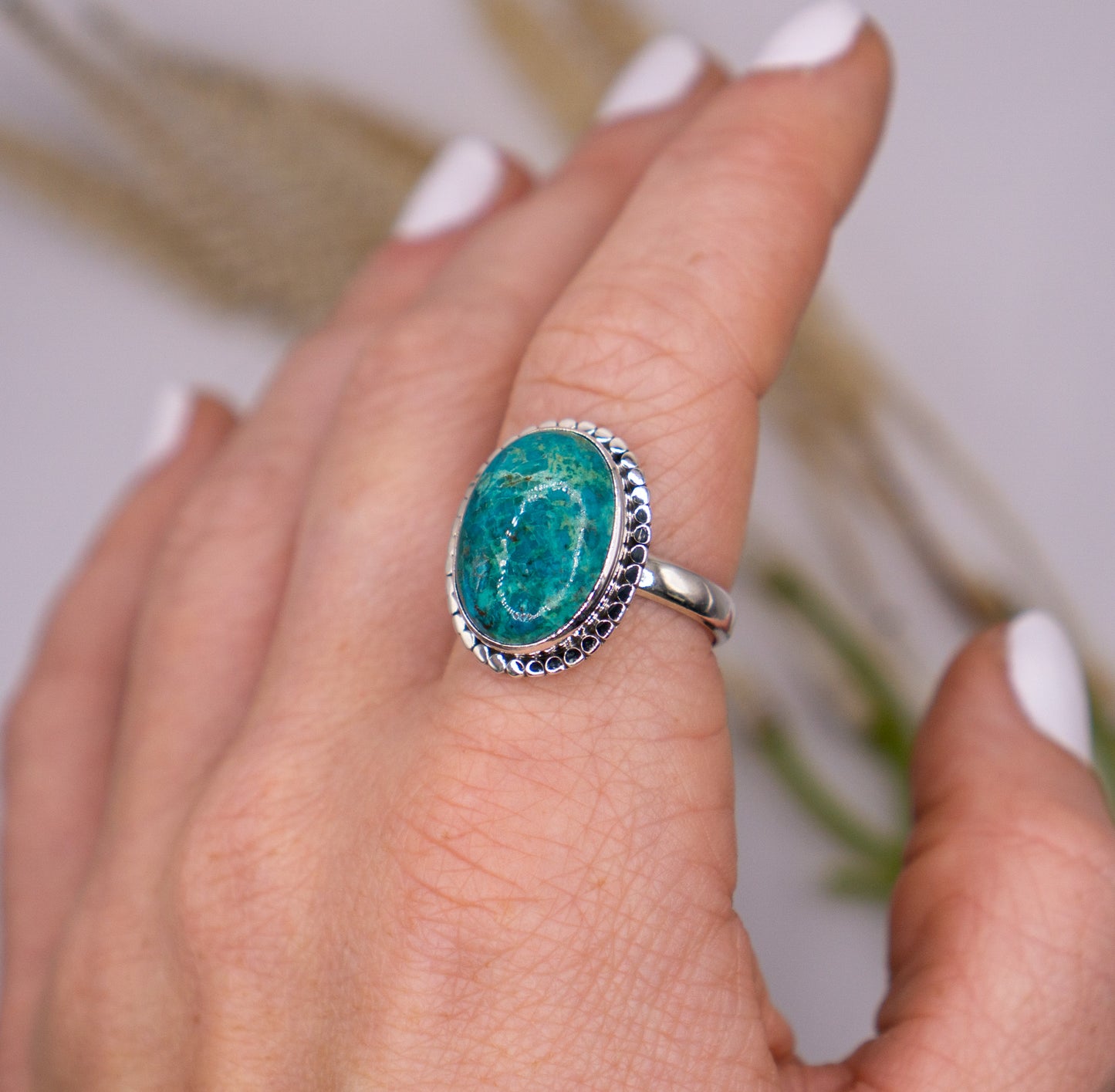 Vibrant Oval Chrysocolla Size 10