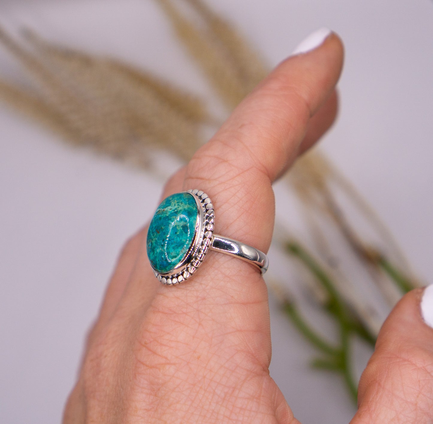 Vibrant Oval Chrysocolla Size 10