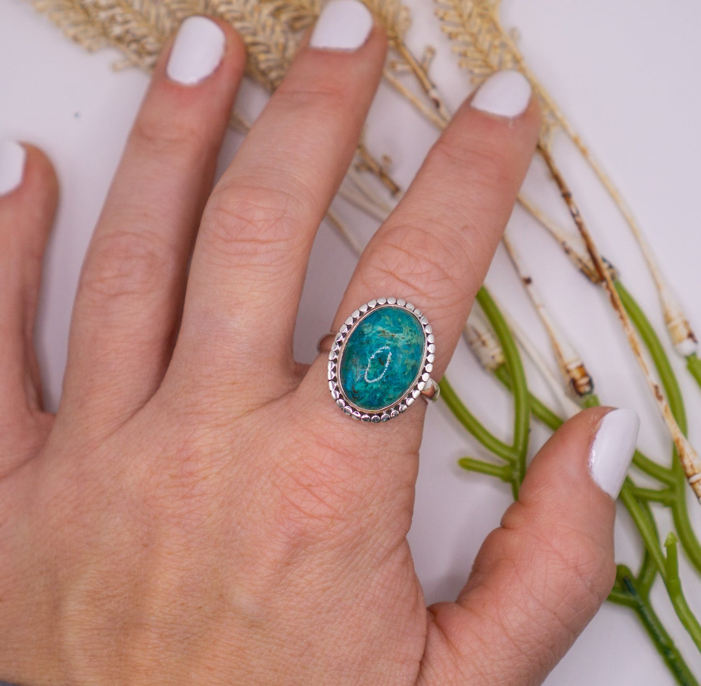 Vibrant Oval Chrysocolla Size 10