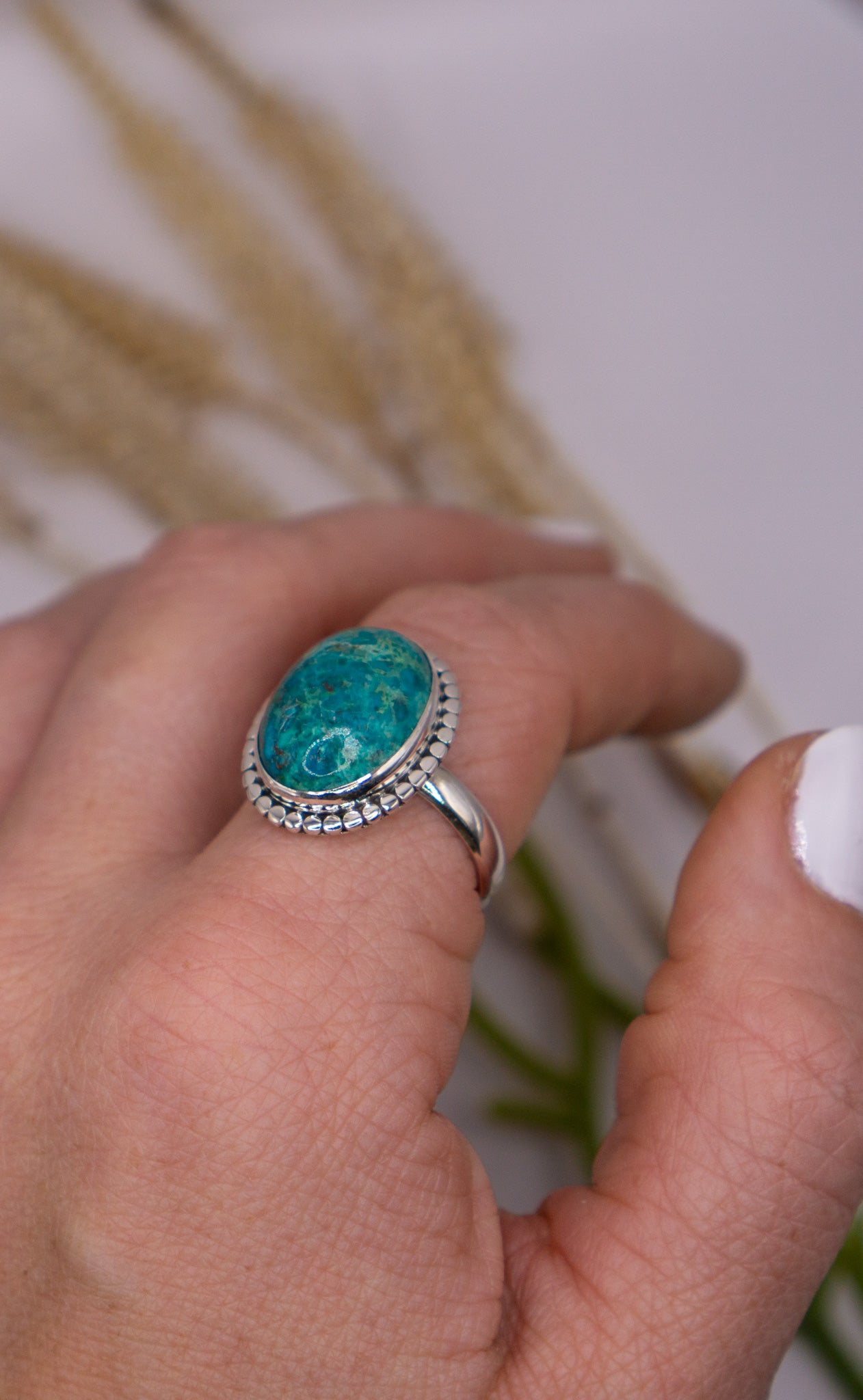 Vibrant Oval Chrysocolla Size 10