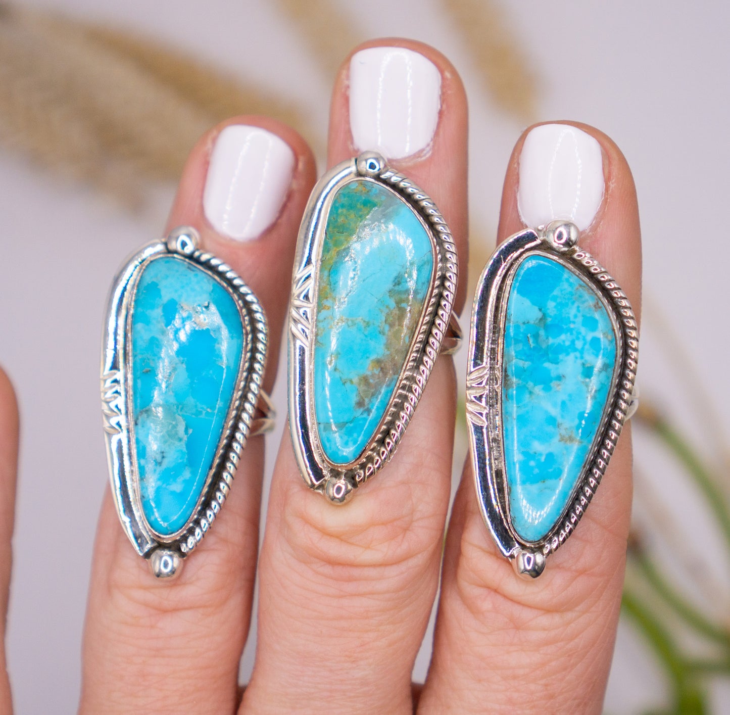 Gorgeous Navajo Inspired Mohave Turquoise - all size 4.5 - Choose Your Stone