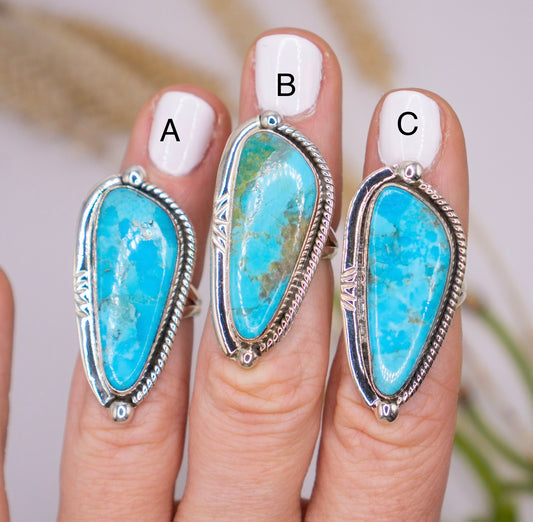 Gorgeous Navajo Inspired Mohave Turquoise - all size 4.5 - Choose Your Stone